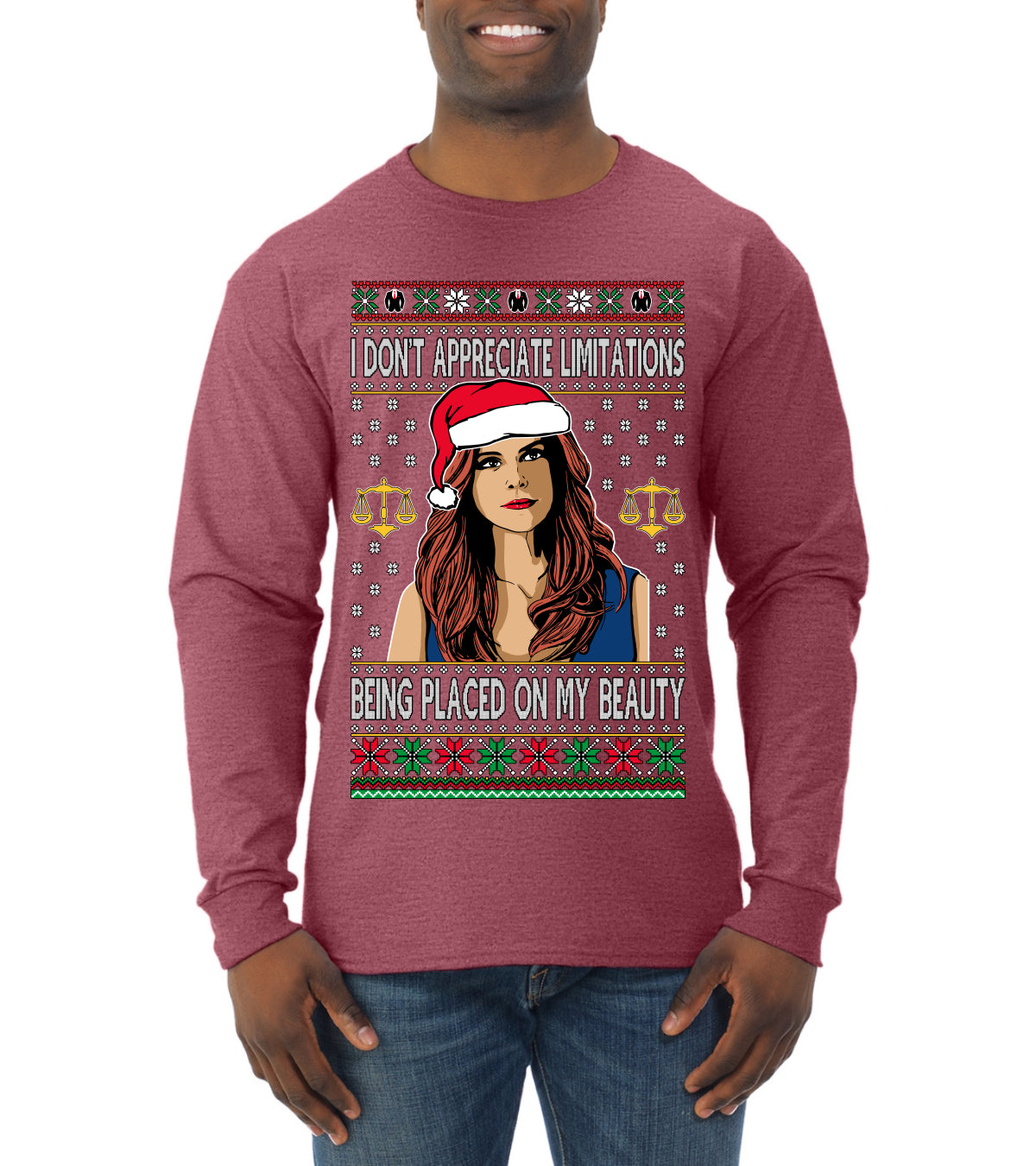 Donna TV Show Parody Don't Appreciate Limitations Being Placed, Christmas Gifts, Funny Xmas Gift Idea, Ugly Christmas Sweater Mens Long Sleeve Shirt