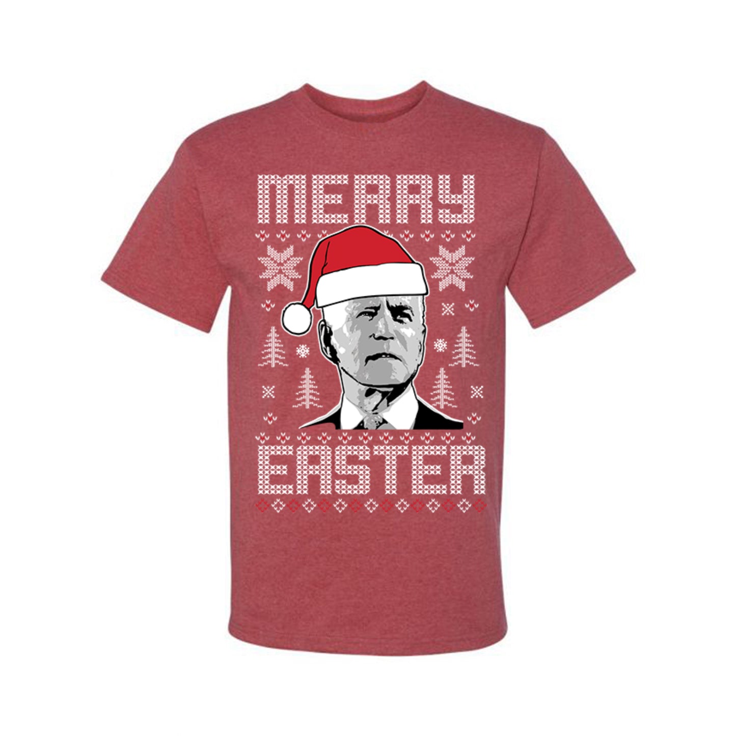 Funny Ugly Xmas Holiday Tshirt Merry Easter Biden Santa Hat Ugly Christmas Tshirt Men's Graphic T-Shirt Ugly Christmas Men's T-Shirt