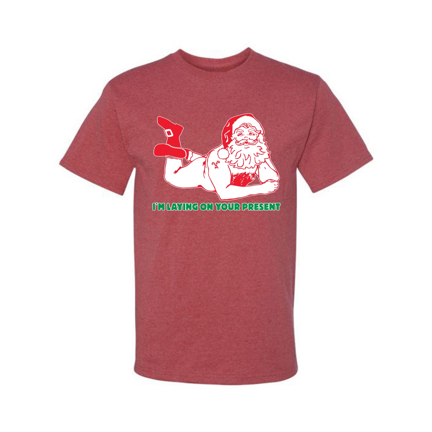 Christmas "Sexy Santa Im Laying on your Present" Ugly Christmas Tshirt Men's Graphic T-Shirt Ugly Christmas Men's T-Shirt