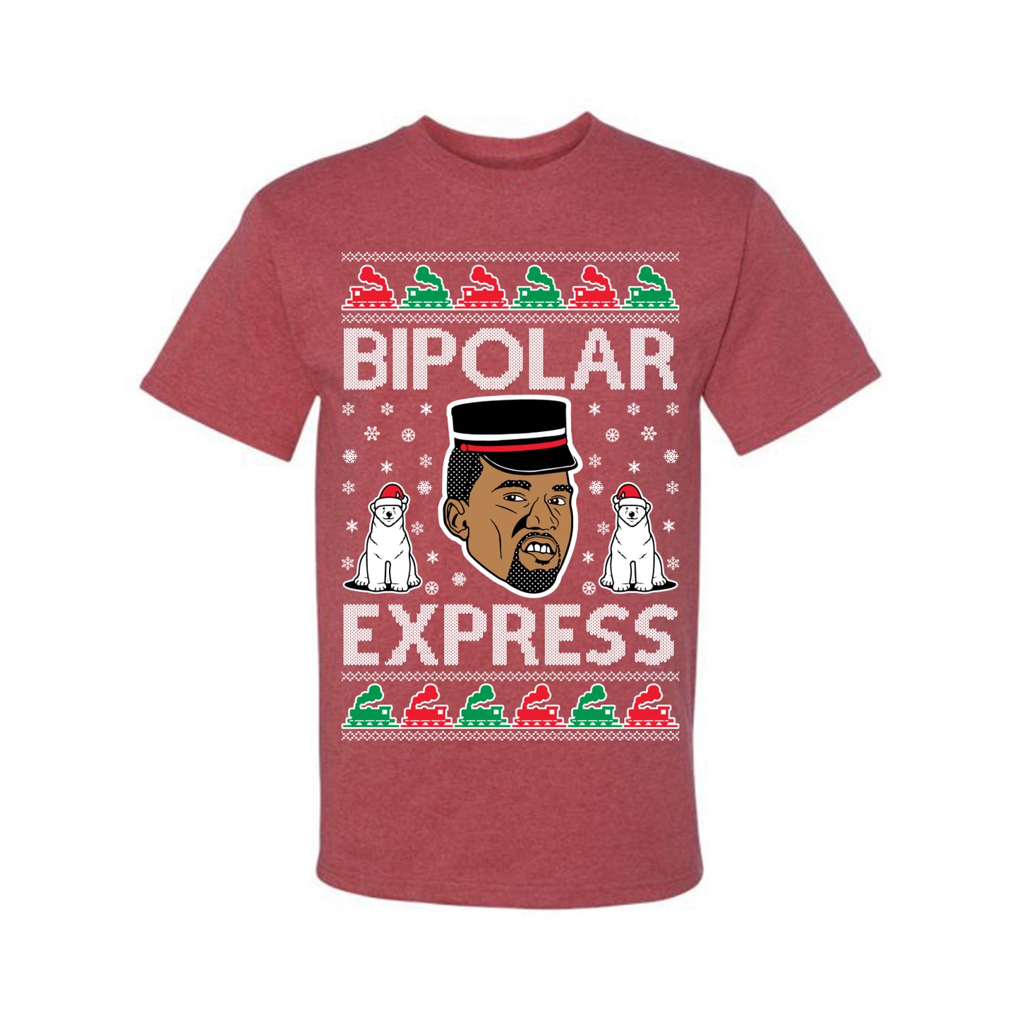 Funny Ugly Xmas Holiday T-shirt Bipolar Express Ye Bipolar Express Ye Premium Ugly Christmas T-shirt Ugly Christmas Men's T-Shirt