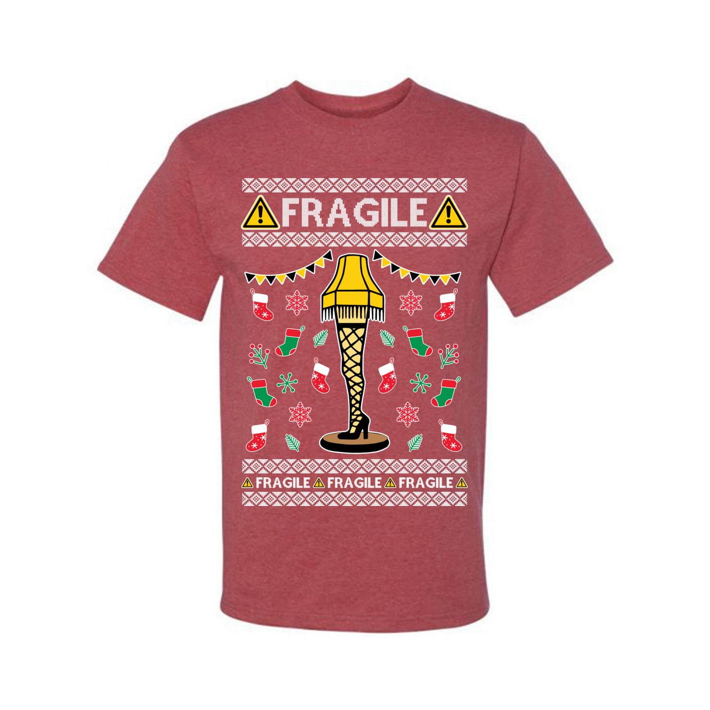 Graphic Ugly Christmas T-shirt Fragile Leg Lamp Movie Ugly Christmas T-shirt Ugly Christmas Men's T-Shirt
