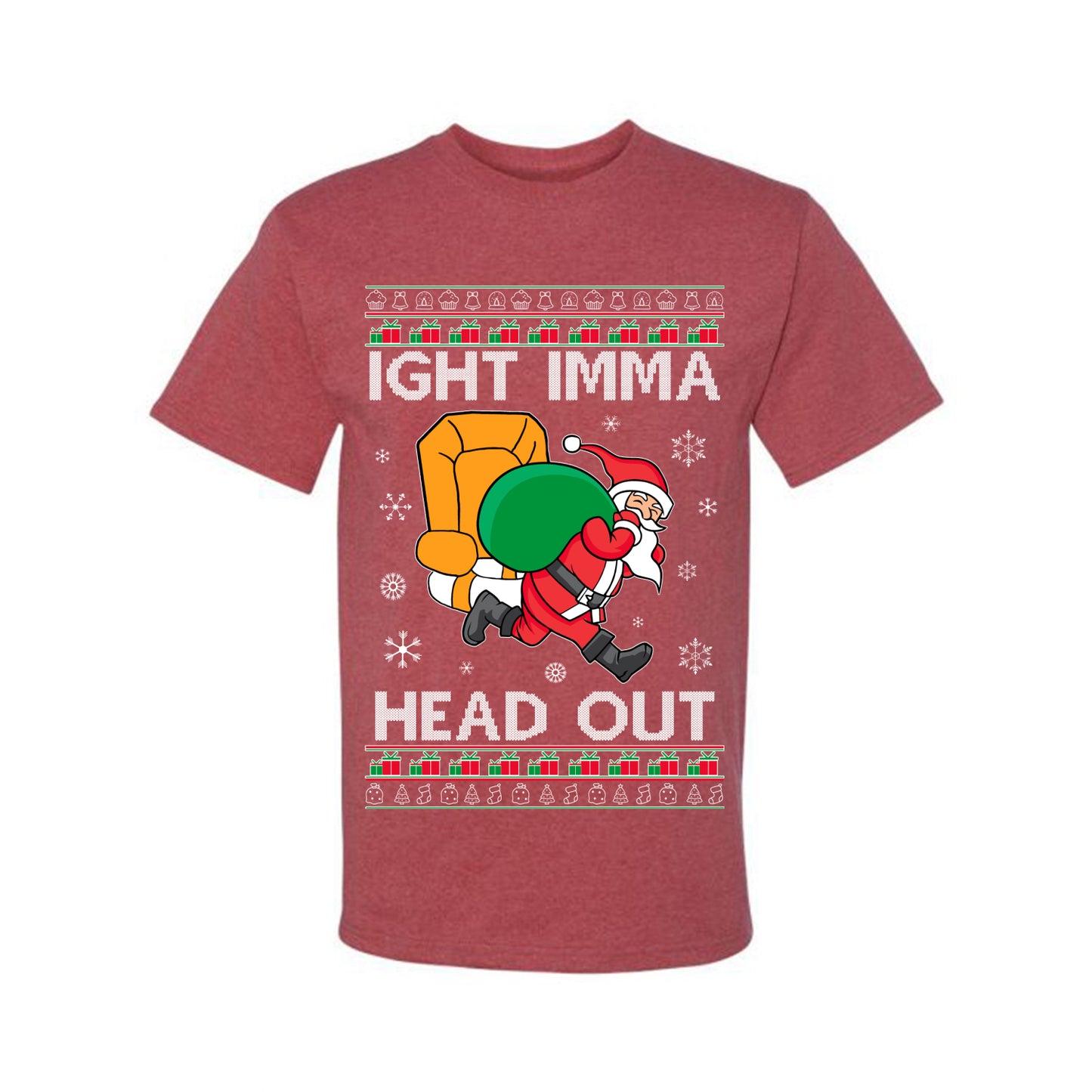 Graphic Funny Meme Ugly Christmas T-shirt Ight Imma Head Out, Wild Bobby Ugly Christmas T-shirt Ugly Christmas Men's T-Shirt