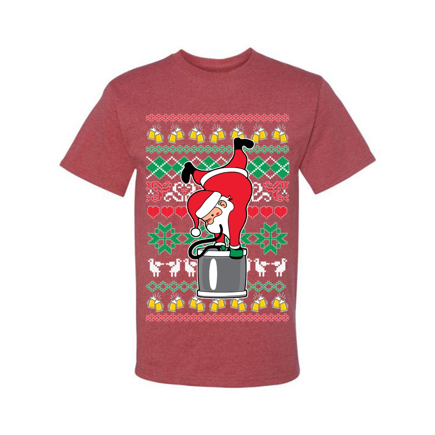 Ugly Xmas Graphic T-shirt Drunk Keg Stand Beer Drinking Santa Ugly Christmas T-shirt Ugly Christmas Men's T-Shirt