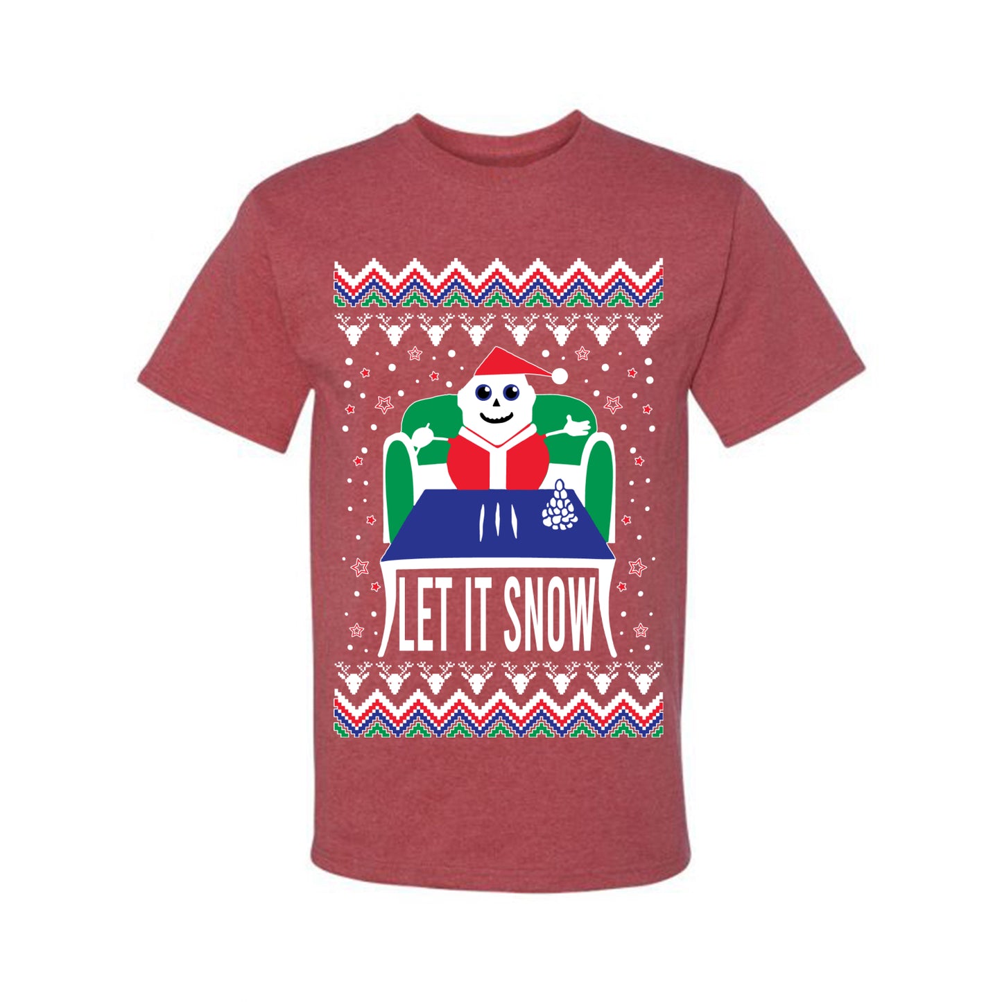 Ugly Merry Xmas Tshirt Let It Snow Cocaine Santa Ugly Christmas Tshirt Men's Graphic T-Shirt Ugly Christmas Men's T-Shirt