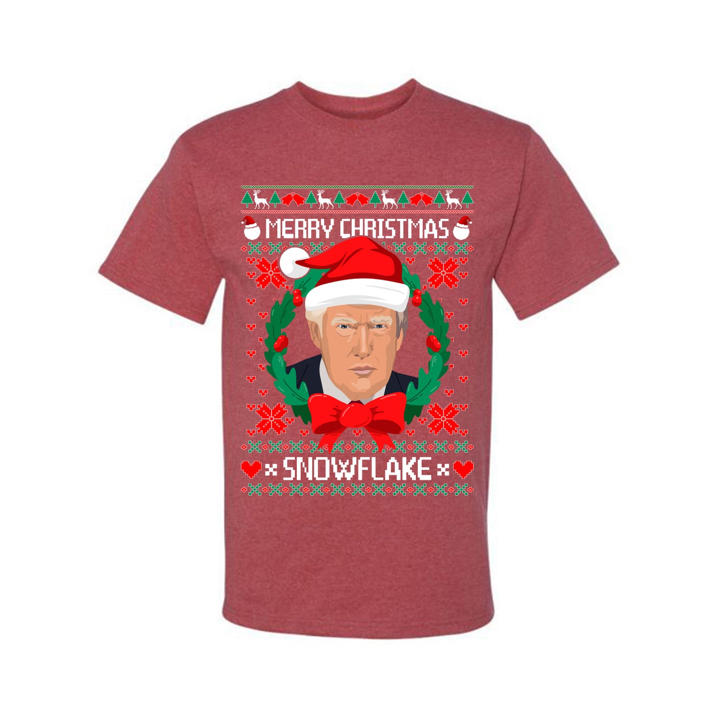Funny Ugly Xmas Holiday T-shirt Trump Merry Christmas Snowflake Ugly Christmas T-shirt Ugly Christmas Men's T-Shirt