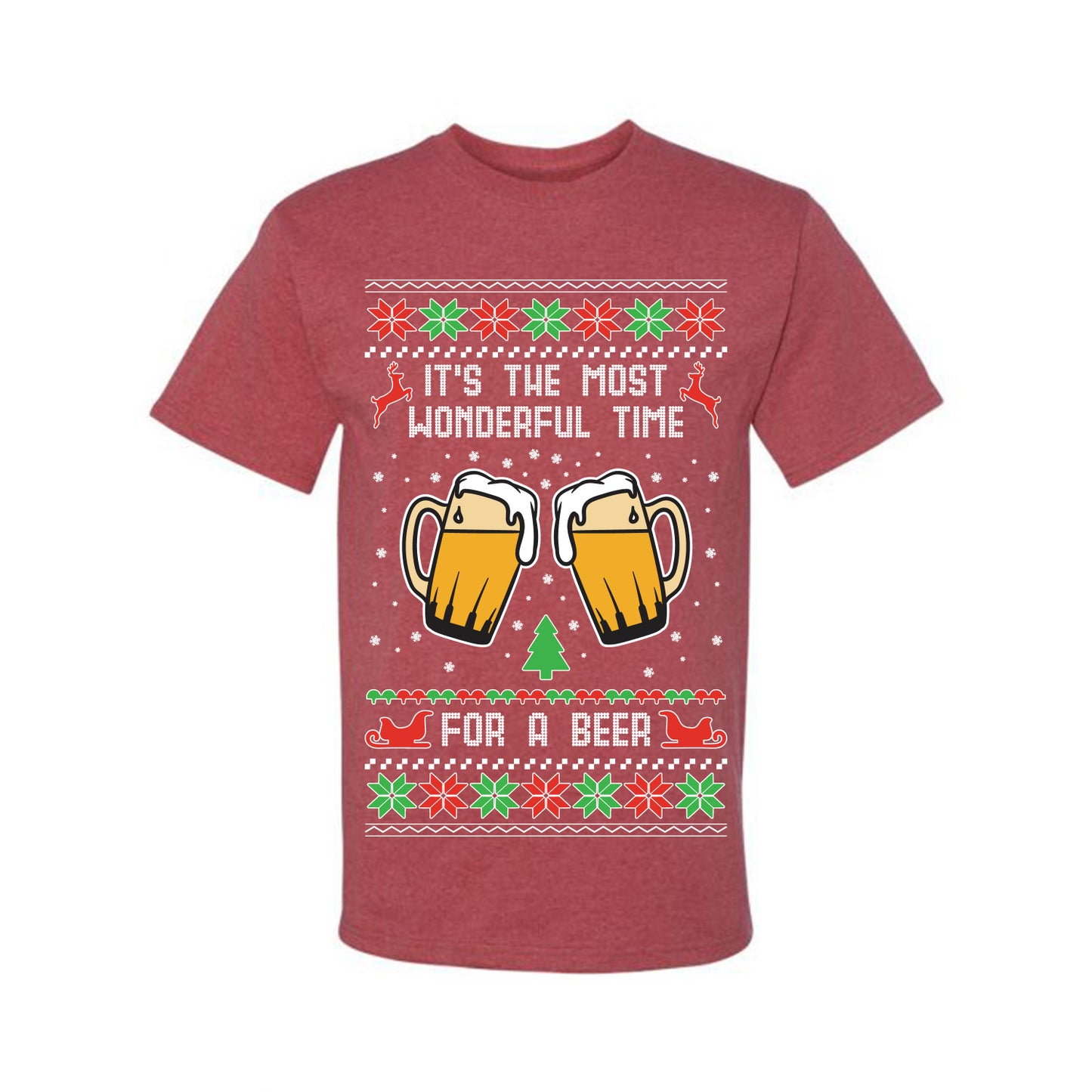 Men's Ugly Christmas Tshirt Shirt, "It's The Most Wonderful Time for a Beer" Ugly Christmas Tshirt Men's Graphic T-Shirt Ugly Christmas Men's T-Shirt