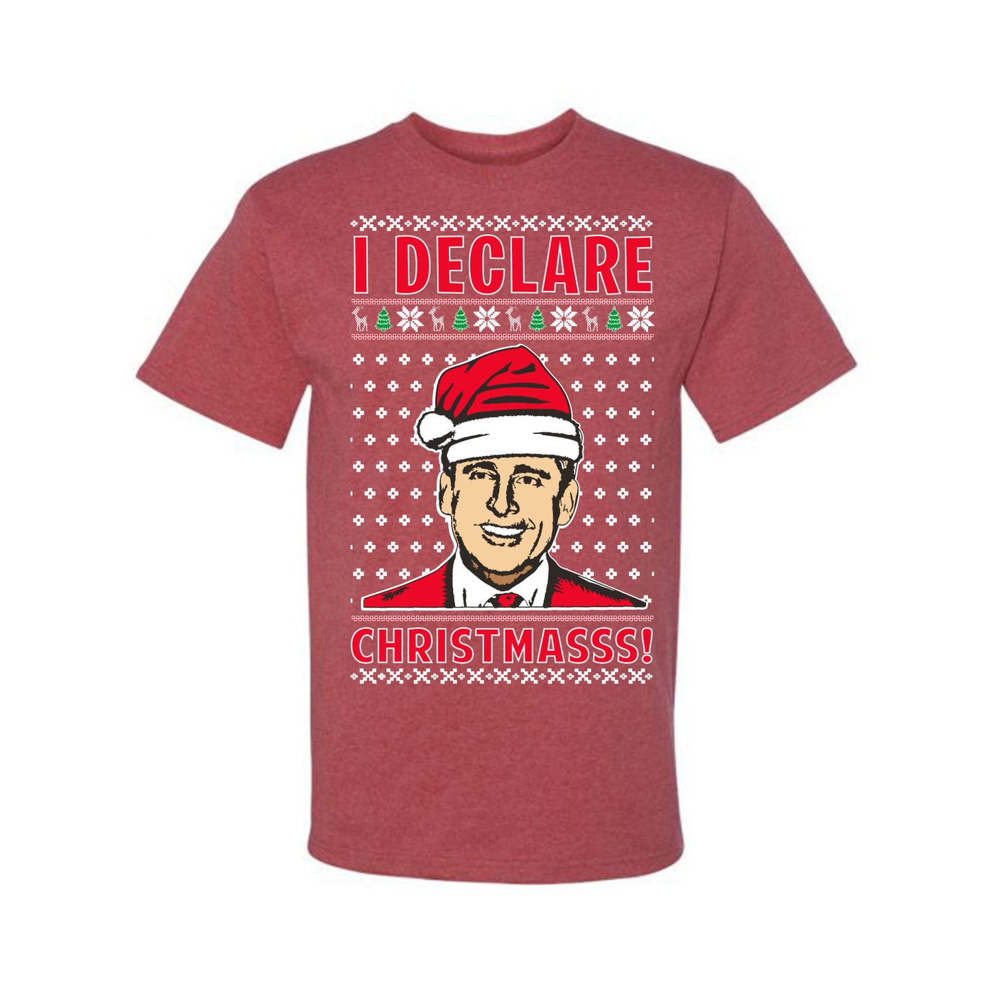 Ugly Xmas Graphic T-shirt Office TV Michael Scott I Declare Christmasss Ugly Christmas T-shirt Ugly Christmas Men's T-Shirt