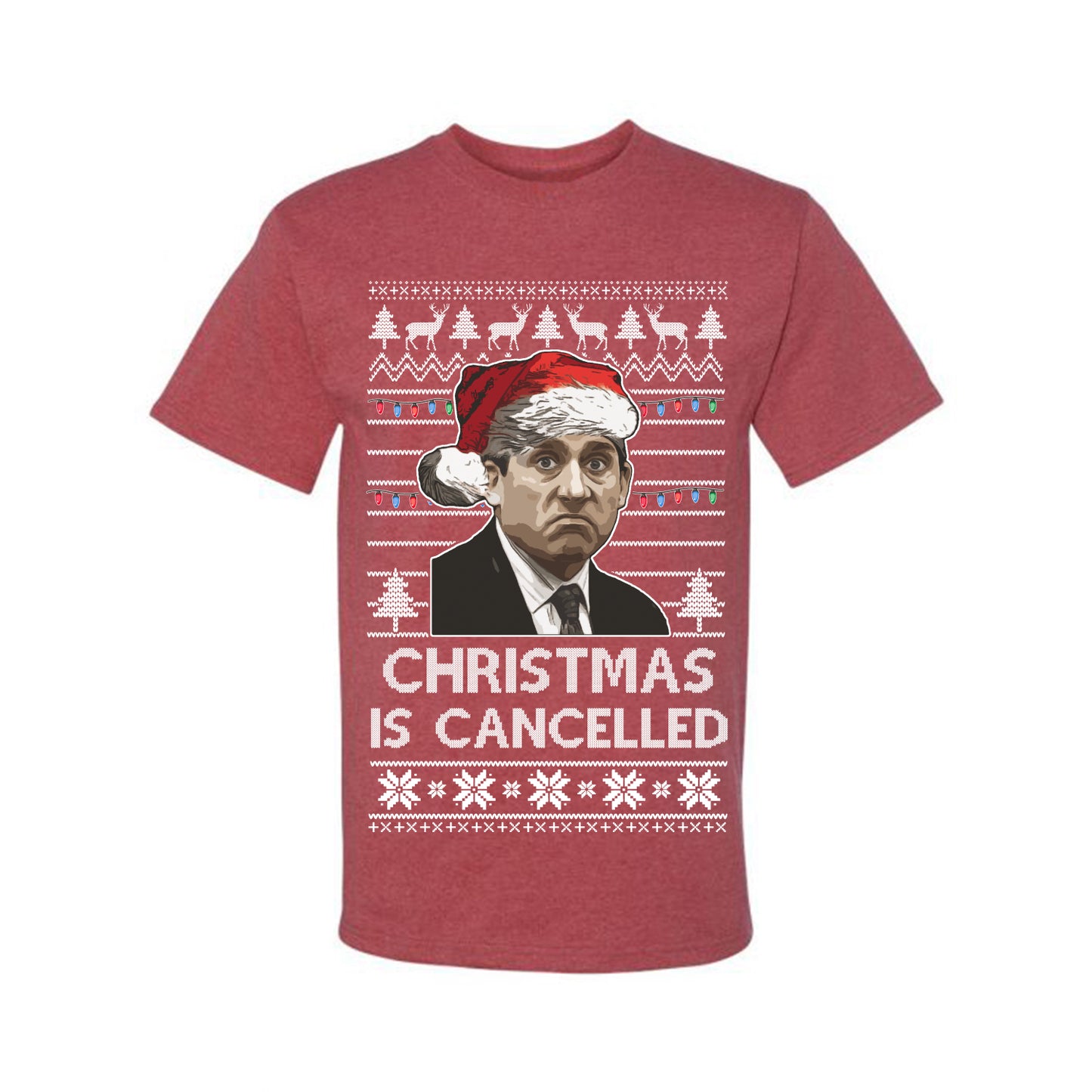 Men's Ugly T-shirt for Christmas Shirt Michael Scott Office "Christmas Is Cancelled" Ugly Christmas T-shirt Ugly Christmas Men's T-Shirt