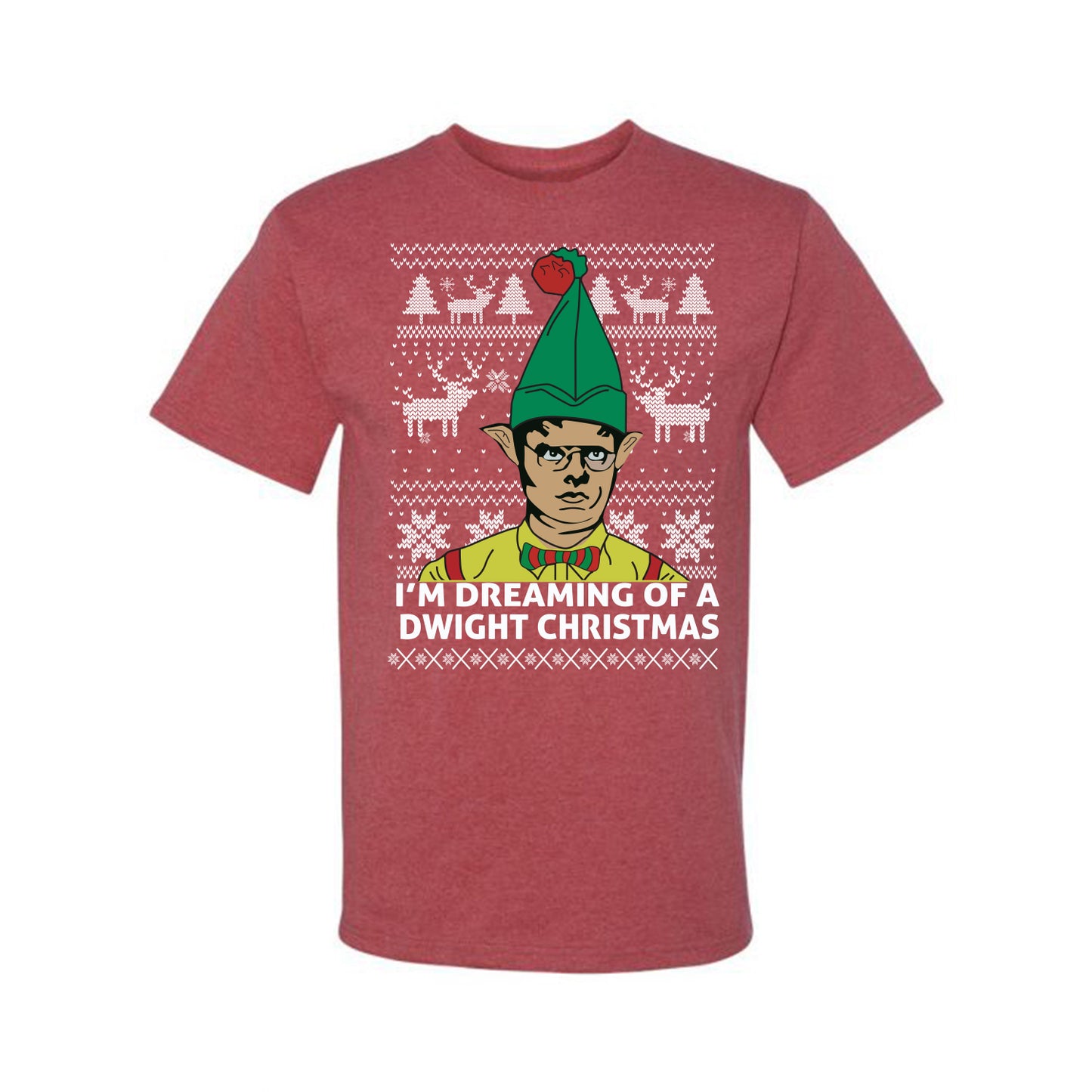 Funny Graphic Shirt Ugly Xmas Holiday T-shirt The Office Schrute "I'm Dreaming of a Dwight Christmas" Wild Bobby Ugly Christmas T-shirt Ugly Christmas Men's T-Shirt