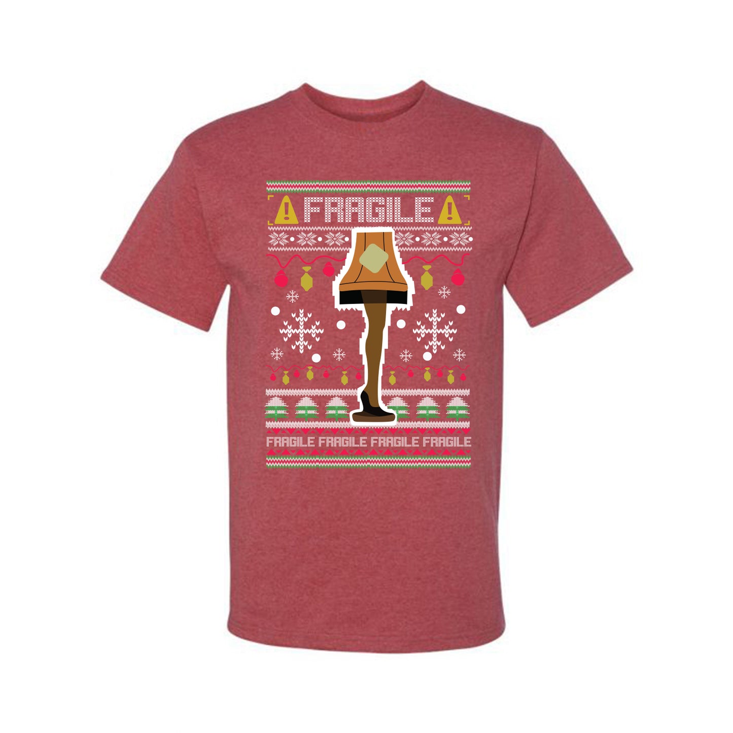 Men's Funny Ugly Xmas Holiday T-shirt s Wild Bobby's Fragile Leg Lamp Ugly Christmas T-shirt Ugly Christmas Men's T-Shirt