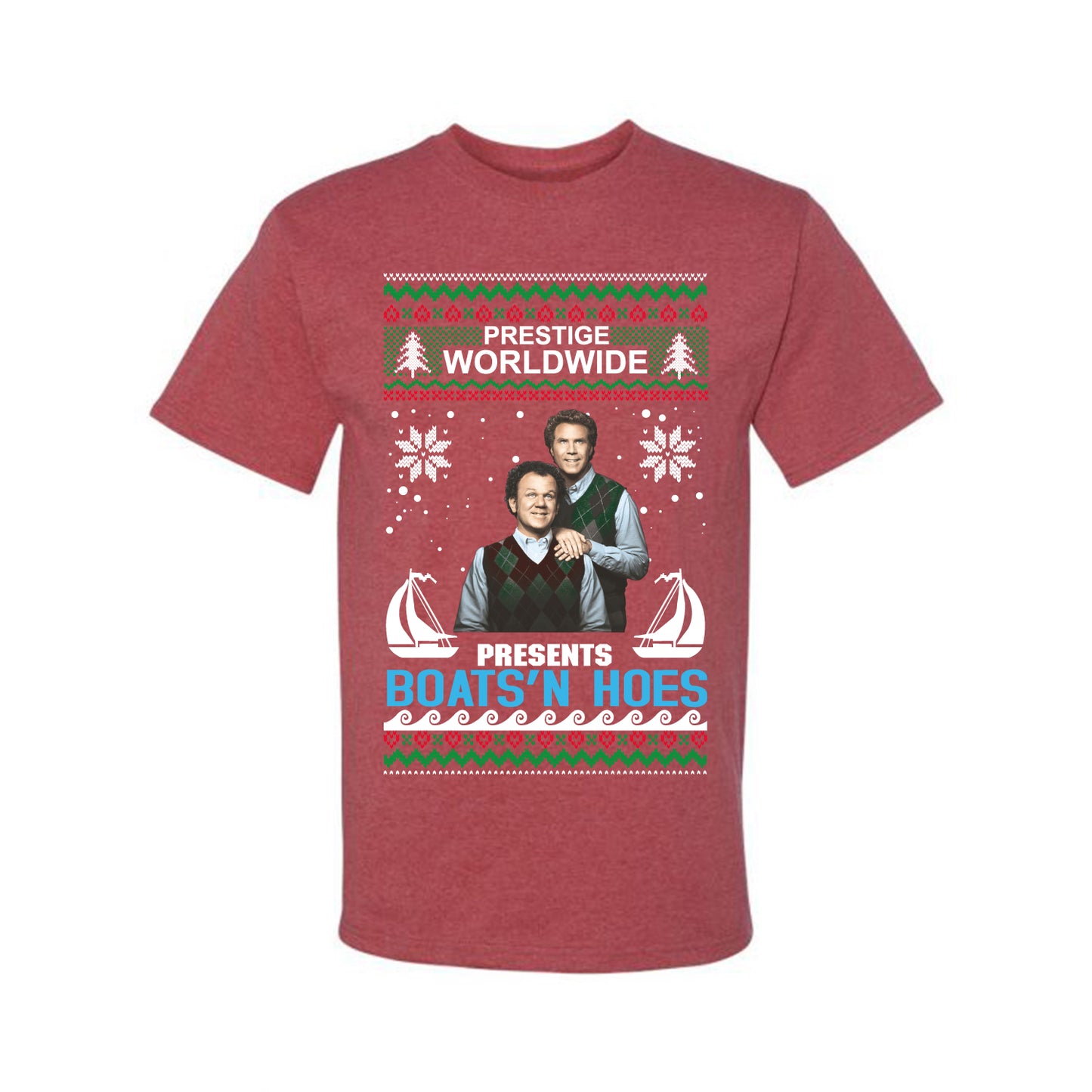 Prestige Worldwide Boats N' Hoes Step Brothers, Christmas Gifts, Funny Xmas Gift Idea, Ugly Christmas Sweater Men's T-Shirt