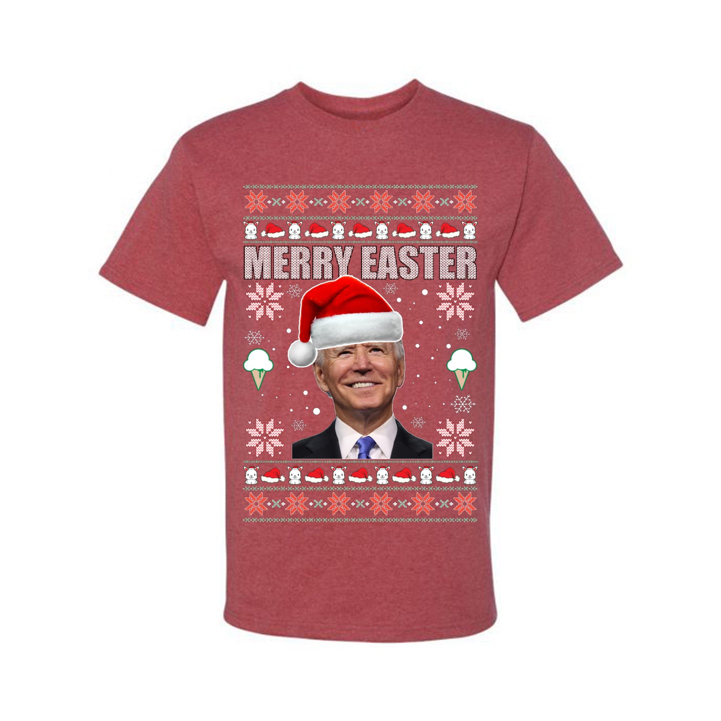Funny Ugly Xmas Holiday T-shirt Graphic Joe Biden Merry Easter Ugly Christmas T-shirt Ugly Christmas Men's T-Shirt