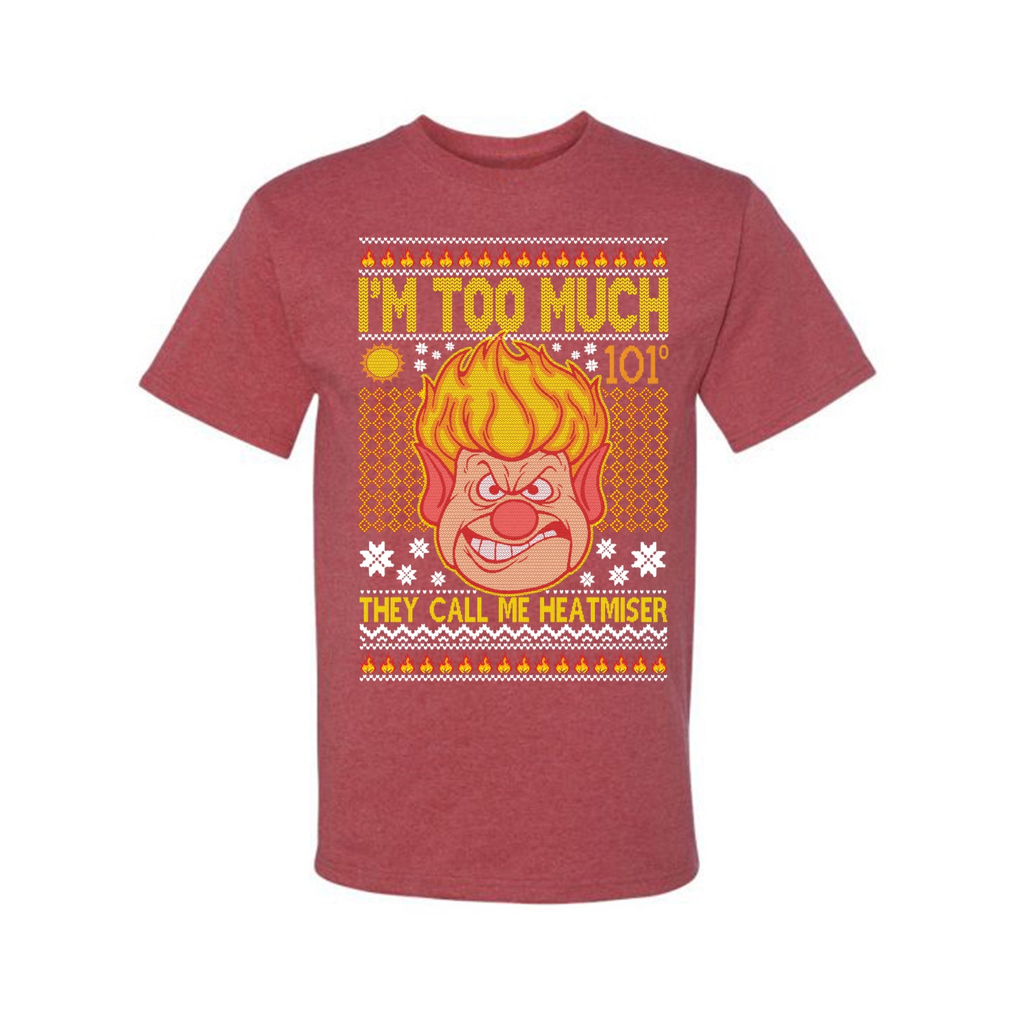 Graphic Ugly Xmas Graphic T-shirt They Call Me Heatmeiser I'm Too Much Merry Ugly Christmas T-shirt Ugly Christmas Men's T-Shirt