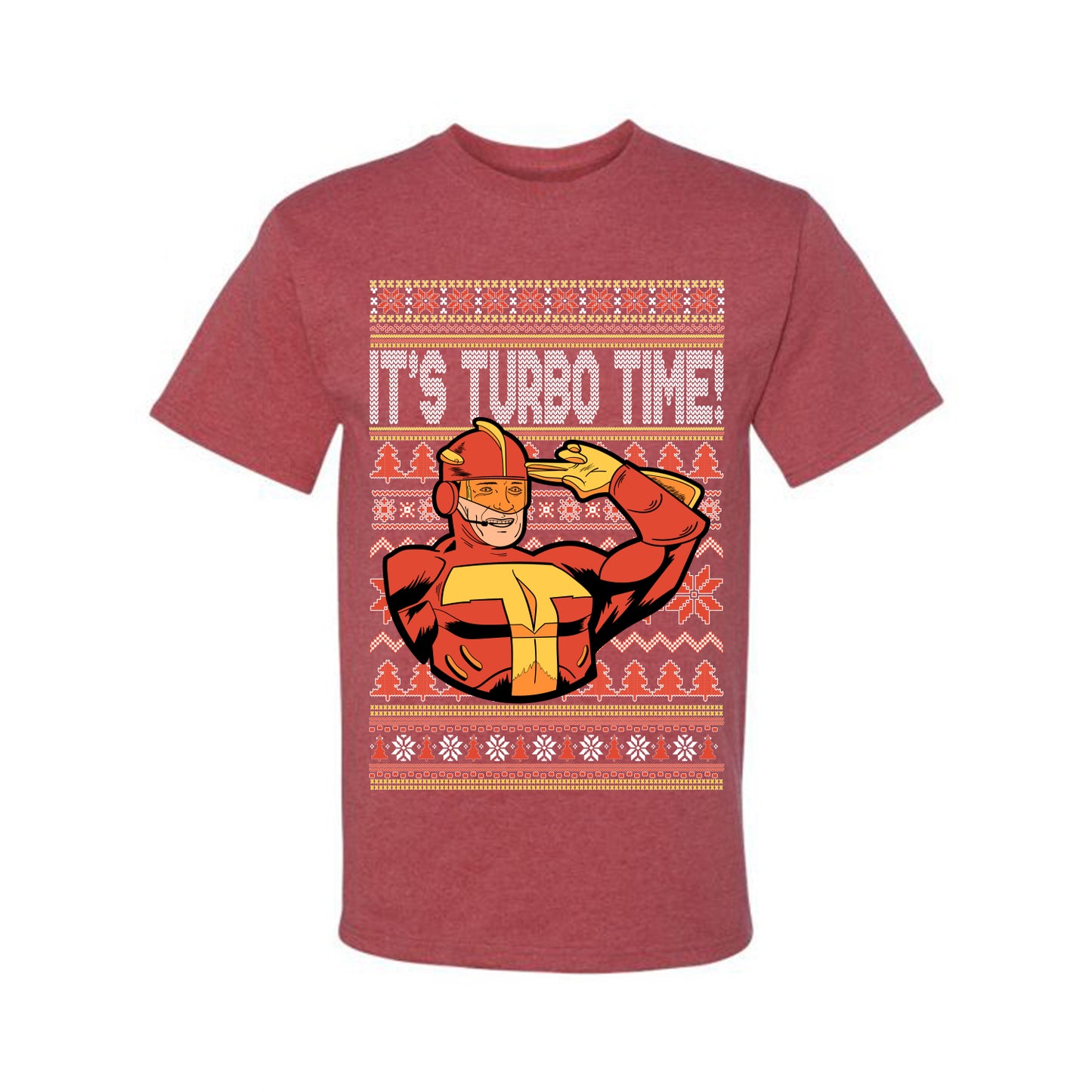 Ugly Xmas Graphic T-shirt Turboman It's Turbo Time! Ugly Christmas T-shirt Ugly Christmas Men's T-Shirt