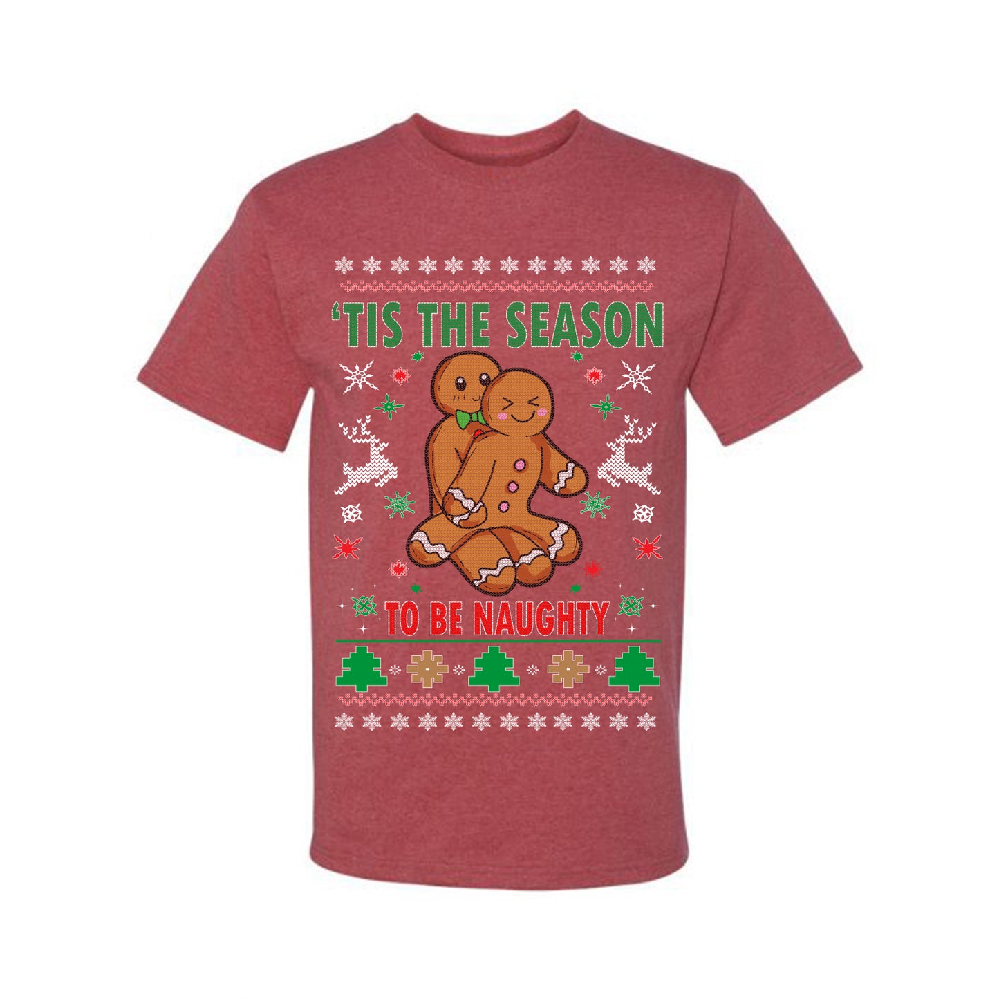 Graphic Ugly Christmas T-shirt Tis' The Season To Be Naughty Ugly Christmas T-shirt Ugly Christmas Men's T-Shirt