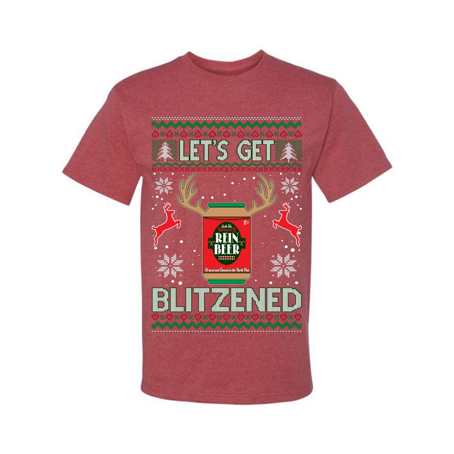 Men's Ugly T-shirt for Christmas Holidays Shirt Wild Bobby Let's Get Blitzened Rein Beer Ugly Christmas T-shirt Ugly Christmas Men's T-Shirt