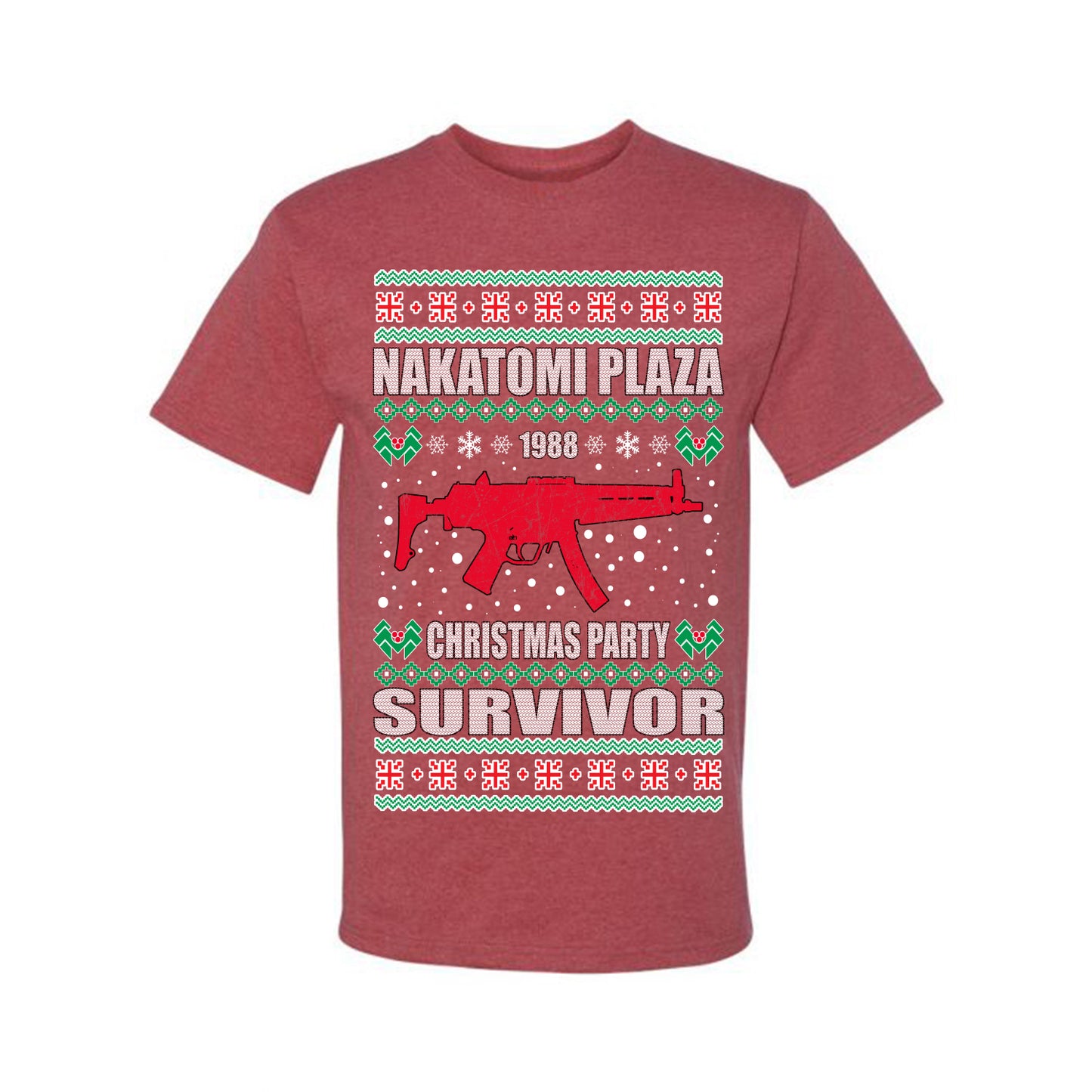 Men's Ugly Shirt for Christmas Nakatomi Plaza Christmas Party Survivor Ugly Christmas T-shirt Ugly Christmas Men's T-Shirt