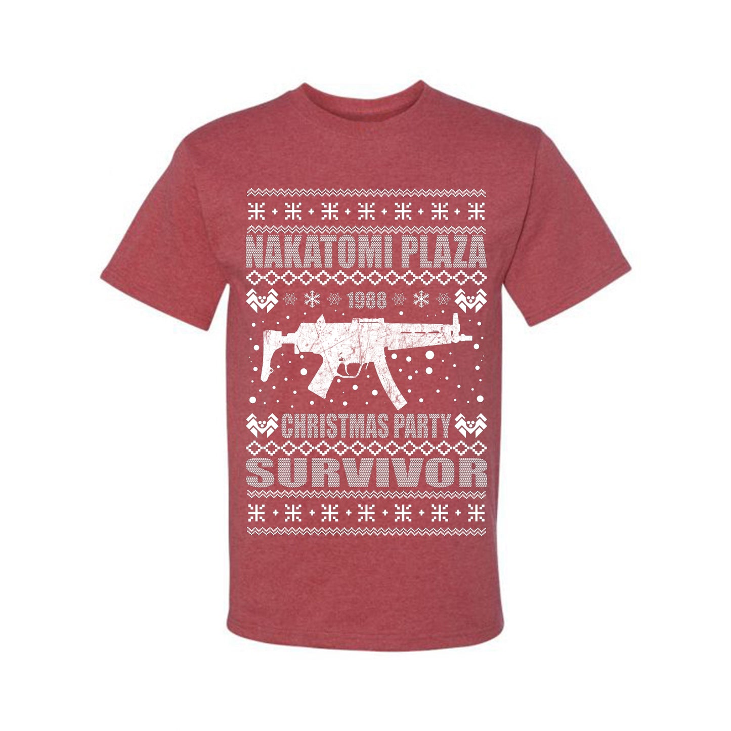 Ugly Xmas T-shirt Graphic Nakatomi Plaza Christmas Party Survivor 1988 Ugly Christmas T-shirt Ugly Christmas Men's T-Shirt