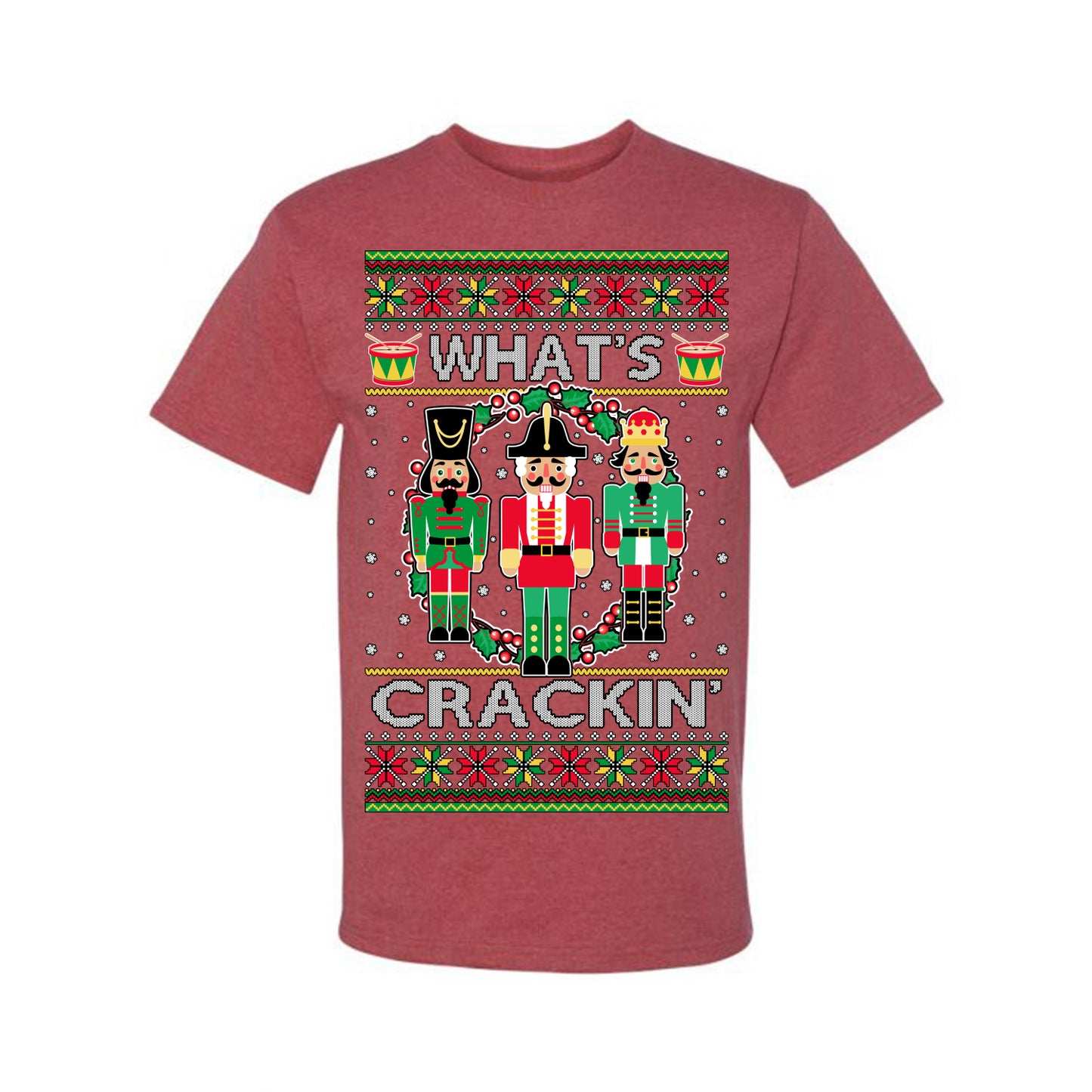Funny Meme Ugly Xmas Holiday T-shirt Graphic What's Crackin' Nutcracker Ugly Christmas T-shirt Ugly Christmas Men's T-Shirt