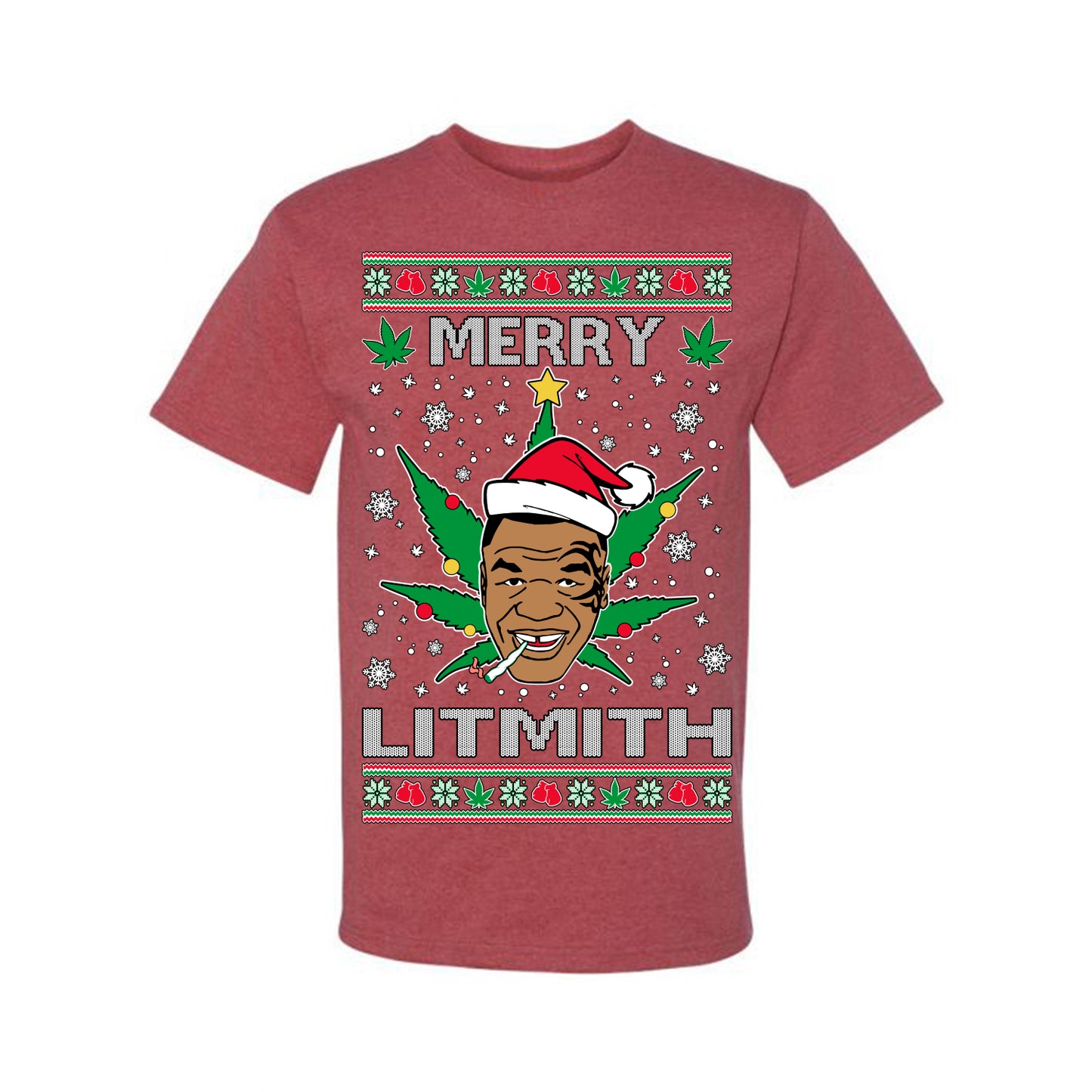 Ugly Xmas T-shirt , Merry Lithmith Tyson, Joint Weed Pot Leaf Stoner Ugly Christmas T-shirt Ugly Christmas Men's T-Shirt