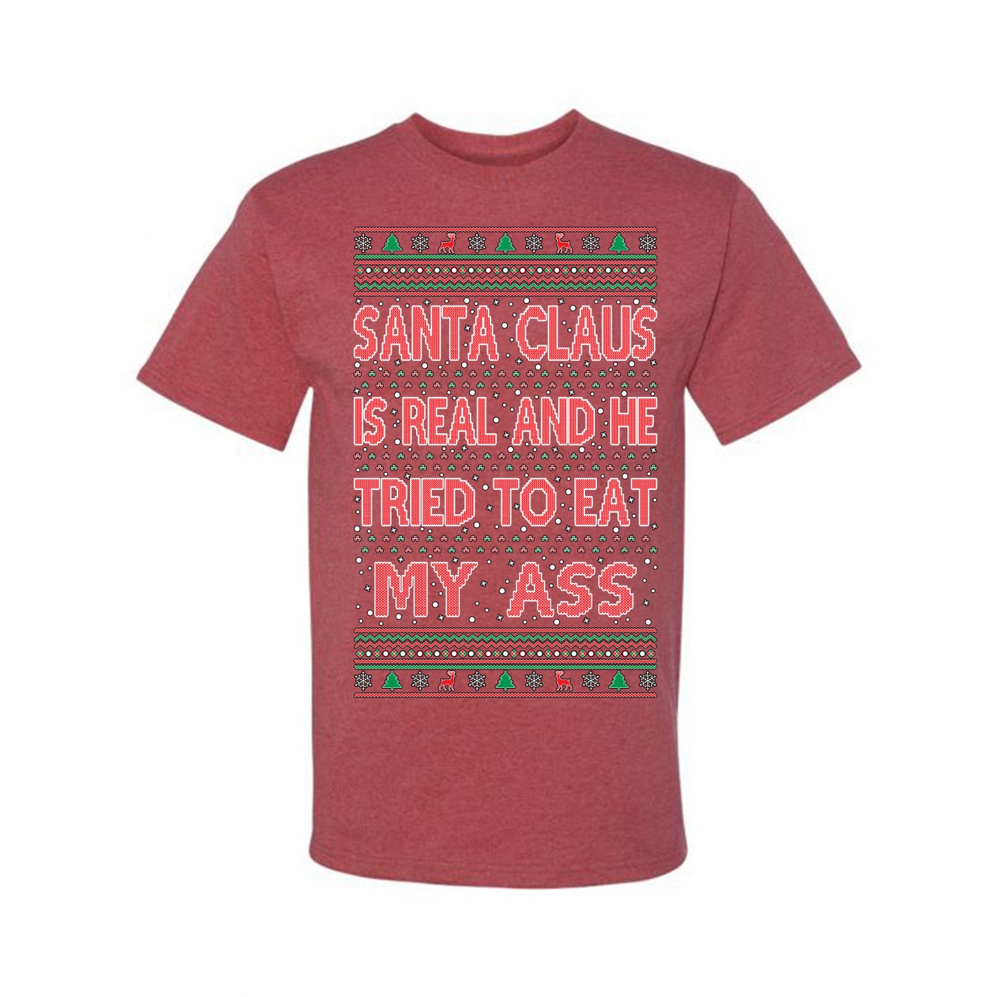 Funny Ugly Xmas Naughty Santa Claus Is Real Ugly Christmas Tshirt Men's Graphic T-Shirt Ugly Christmas Men's T-Shirt