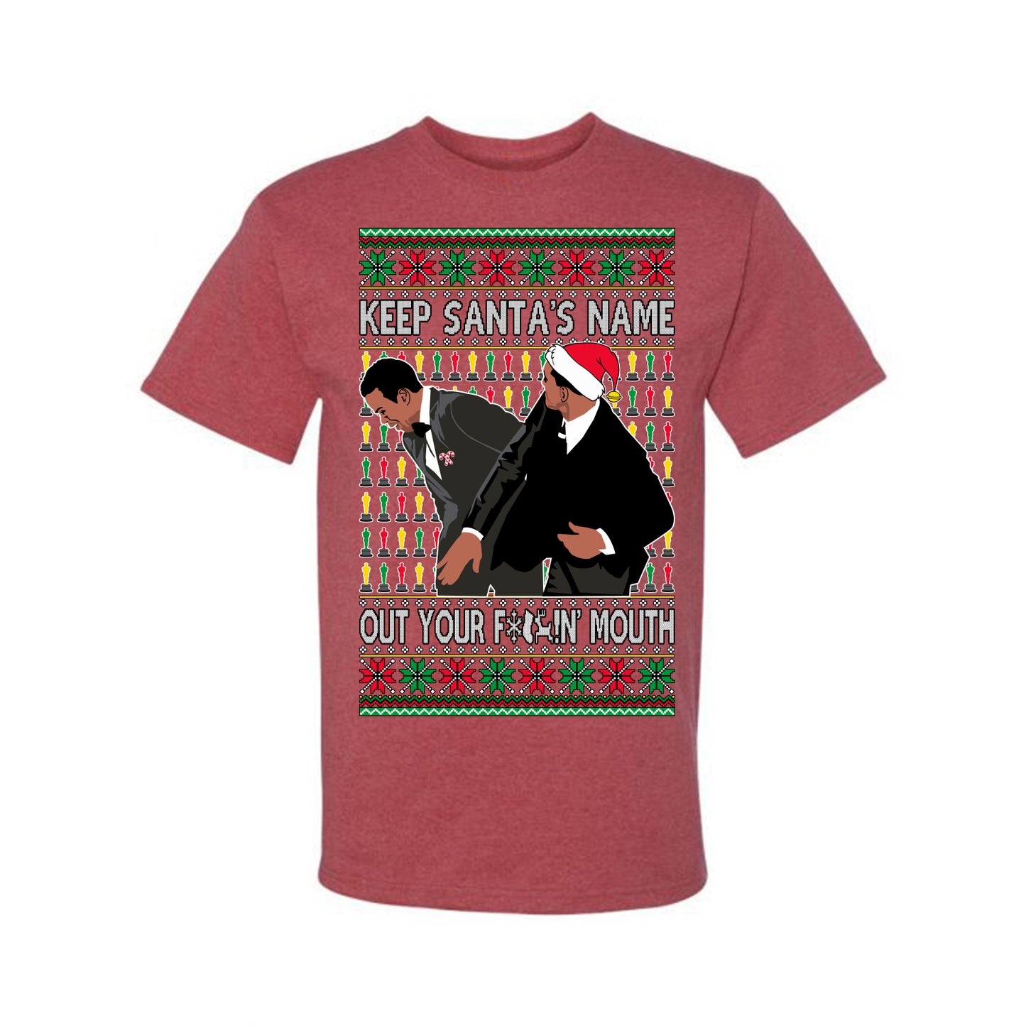 Ugly Xmas Tshirt Graphic Will Slaps Chris Award Show Wife Joke Meme Clean Parody Ugly Christmas Tshirt Men's Graphic T-Shirt Ugly Christmas Men's T-Shirt