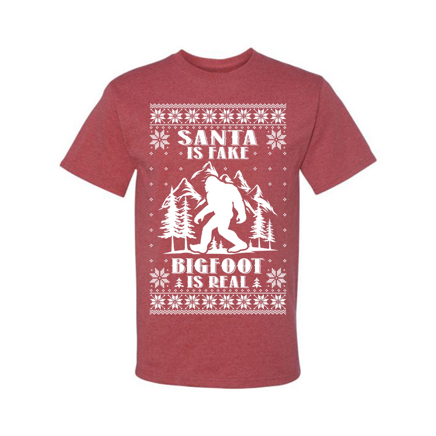 Santa Is Fake Bigfoot Is Real ,Christmas Gifts, Funny Xmas Gift Idea, Ugly Christmas Sweater Men's T-Shirt