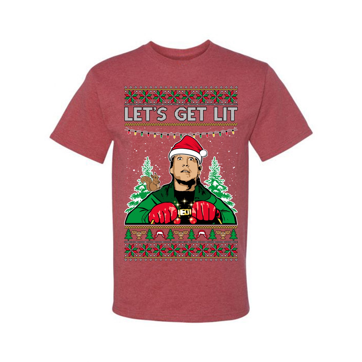 Let's Get Lit Clark Vacation Movie Parody Ugly Christmas Sweater, Christmas Gifts, Funny Xmas Gift Idea, Men's T-Shirt