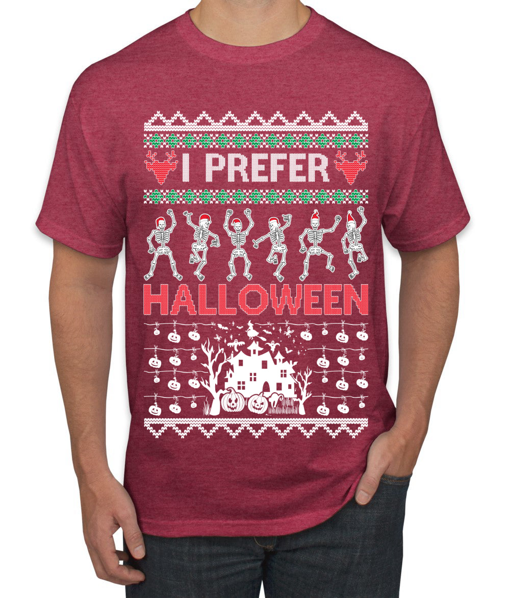 I Prefer Halloween Dancing Skeletons, Xmas Dancers, Christmas Gifts, Funny Xmas Gift Idea, Ugly Christmas Men's T-Shirt