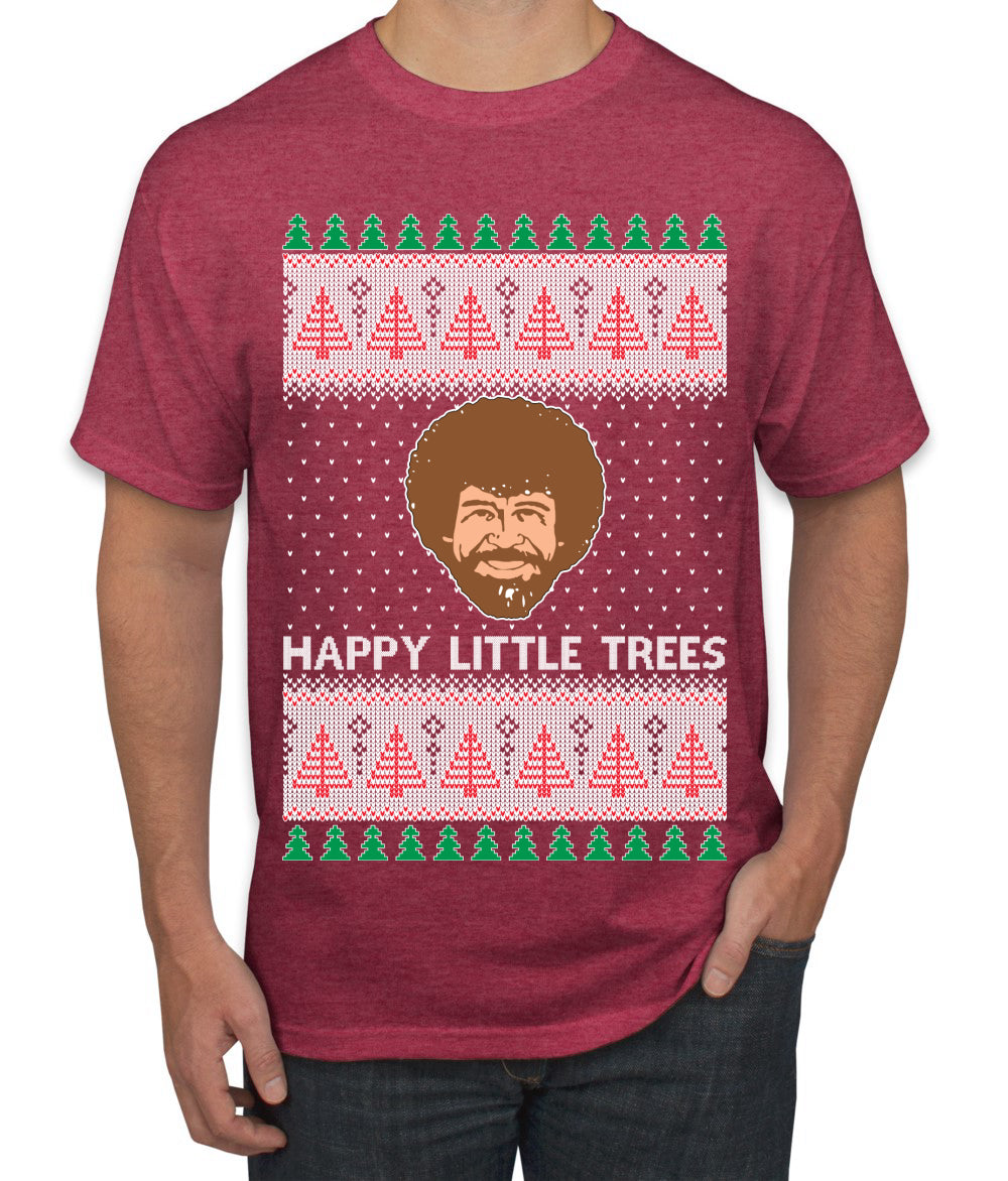Bob Happy Little Trees Ross Painter, Christmas Gifts, Funny Xmas Gift Idea, Ugly Christmas Men's T-Shirt
