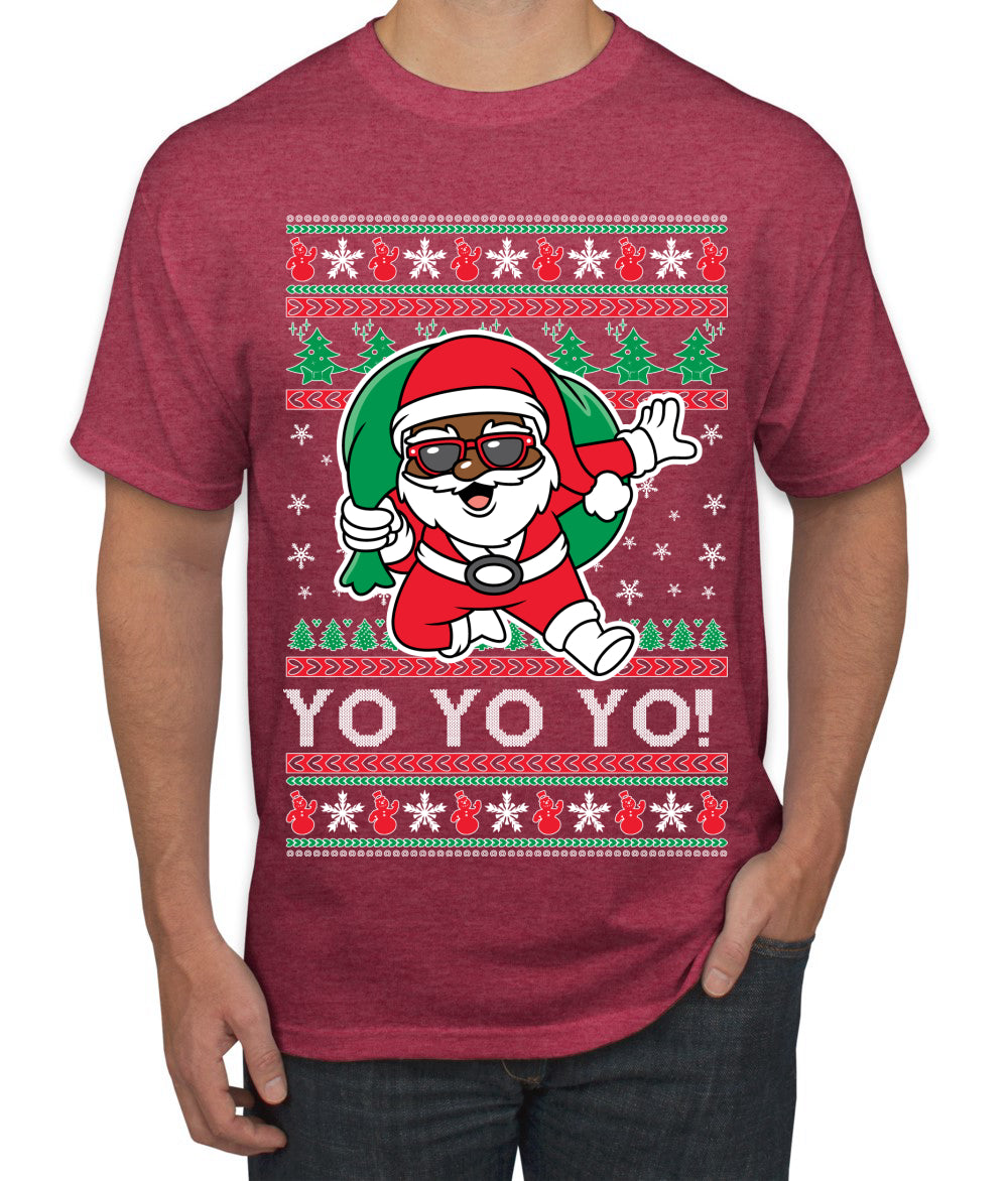 Yo Yo Yo Black Santa, Christmas Gifts, Funny Xmas Gift Idea, Ugly Christmas Men's T-Shirt
