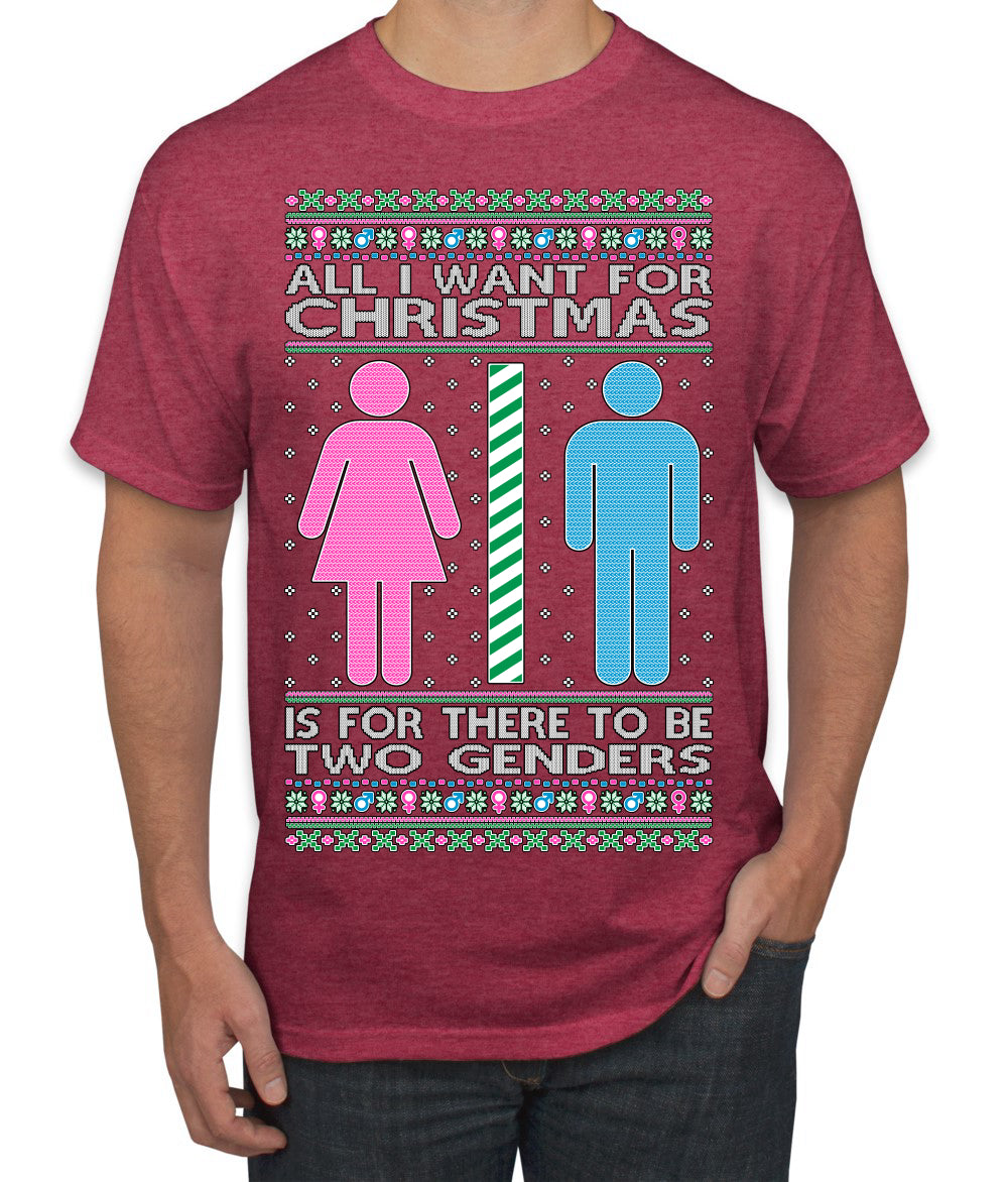 Two Genders For Christmas is All I Want, Christmas Gifts, Funny Xmas Gift Idea Ugly Christmas Sweater Men's T-Shirt