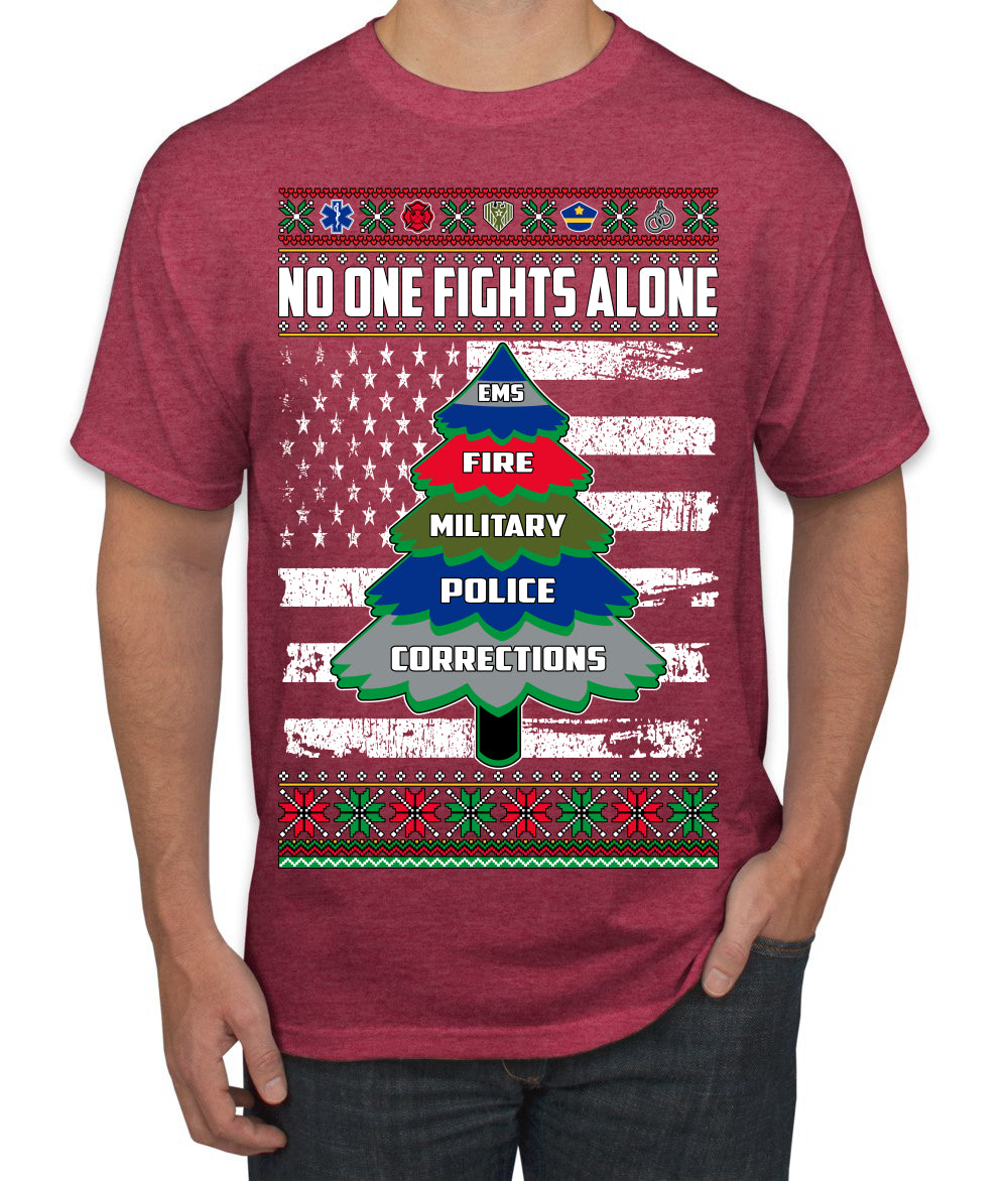 No One Fights Alone, The Heroes, Christmas Gifts, Funny Xmas Gift Idea, Ugly Christmas Sweater Men's T-Shirt