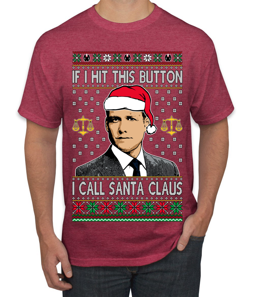 TV Show Parody Harvey Hit This Button I Call Santa Specter, Christmas Gifts, Funny Xmas Gift Idea, Ugly Christmas Sweater Men's T-Shirt