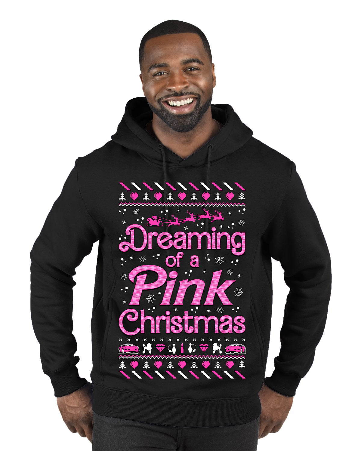 Dreaming Of A Pink Chirstmas Girly Woman Party Ugly Christmas Sweater, Christmas Gifts, Funny Xmas Gift Idea, Premium Graphic Hoodie Sweatshirt