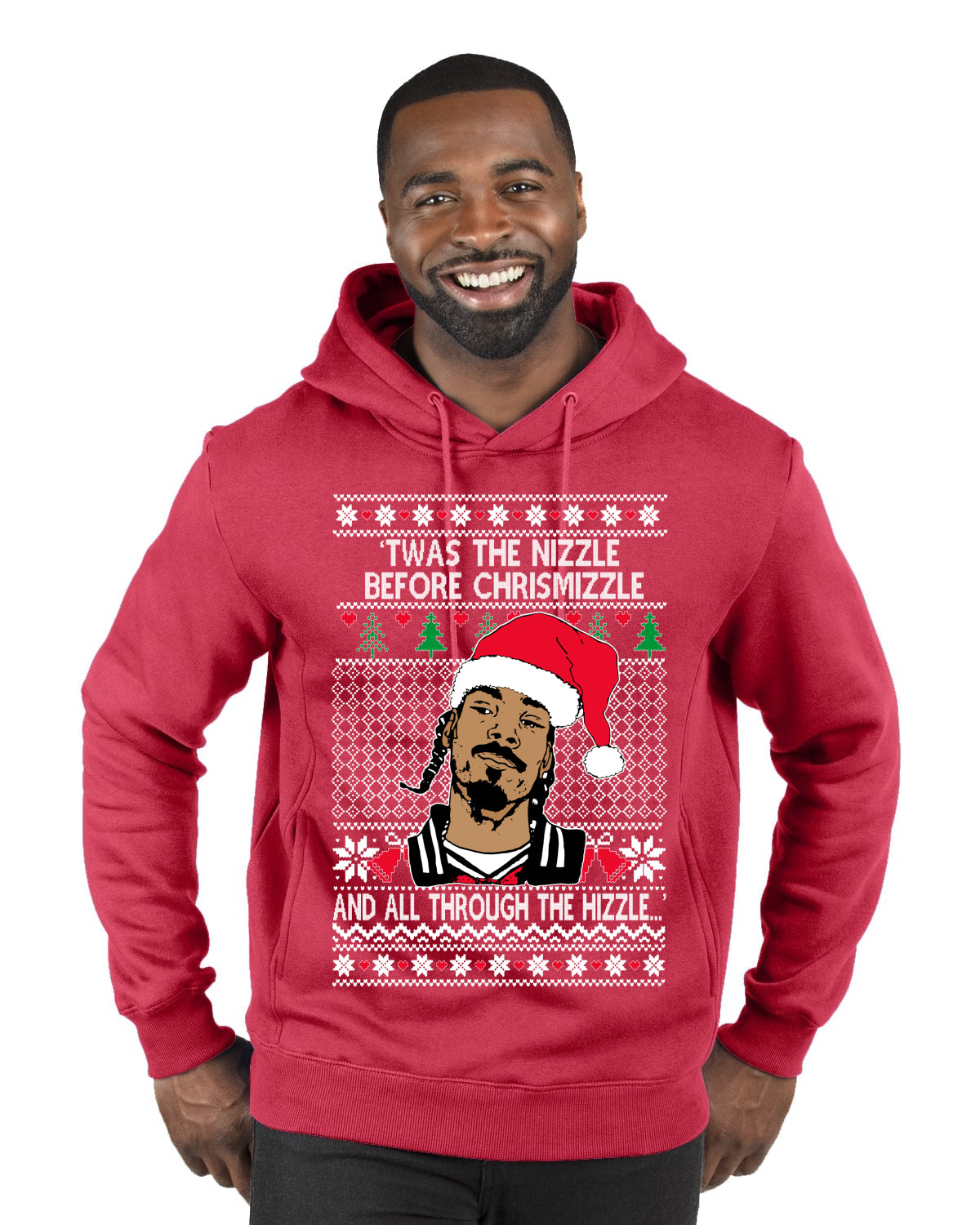 Twas The Nizzle Before Chrismizzle And All Through The Wizzle White, Christmas Gifts, Funny Xmas Gift Idea, Ugly Christmas Sweater Premium Graphic Hoodie Sweatshirt