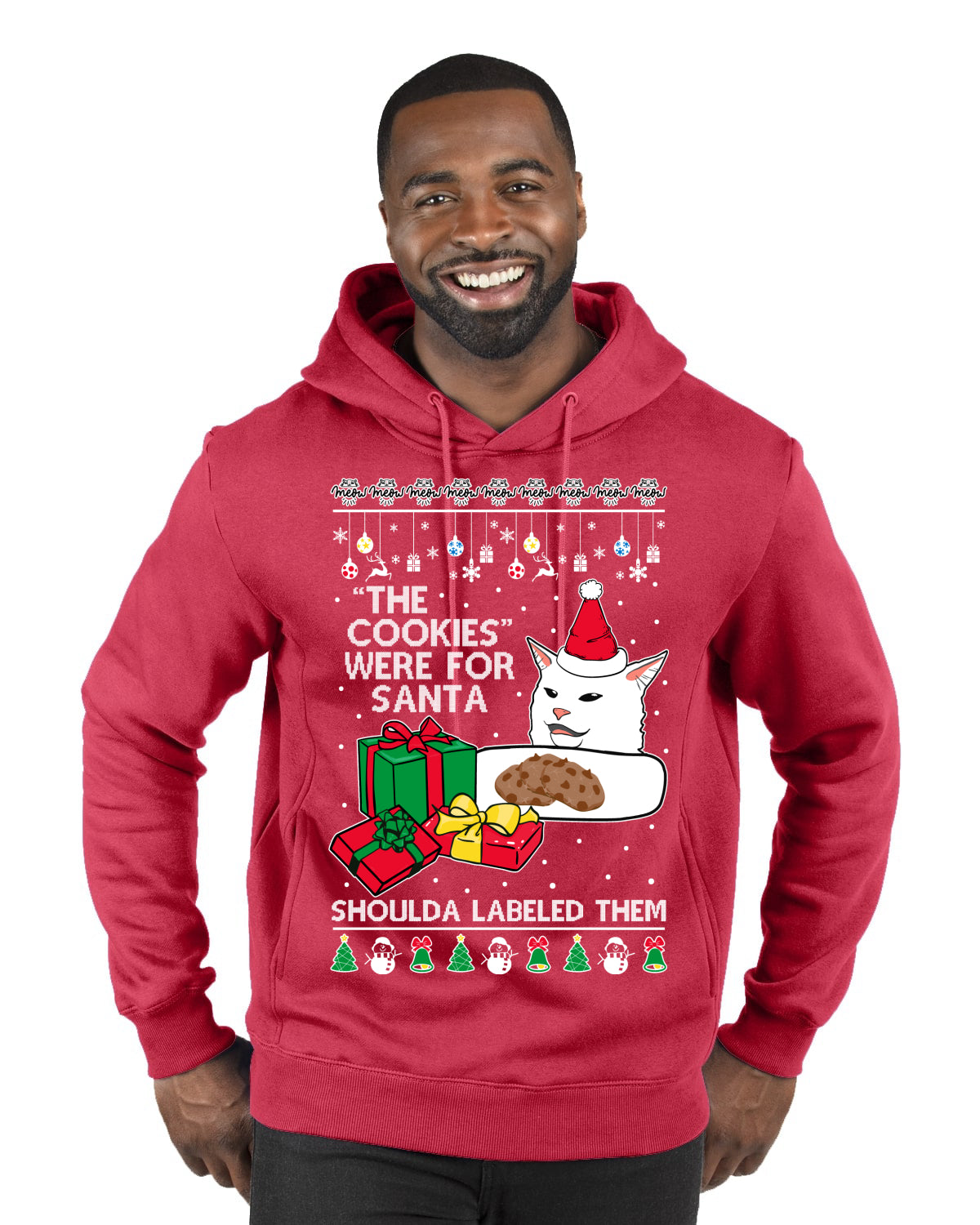 Cat Meme The Cookies Were For Santa Cute Xmas Meme, Christmas Gifts, Funny Xmas Gift Idea, Ugly Christmas Sweater Premium Graphic Hoodie Sweatshirt