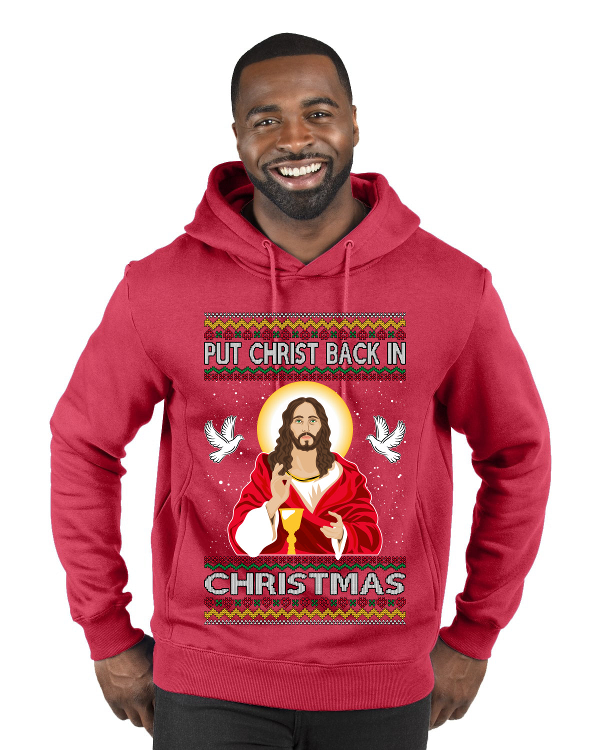 Put Christ Back In Christmas , Merry Christmas Tee, Ugly Christmas, Sweater Premium Graphic Hoodie Sweatshirt