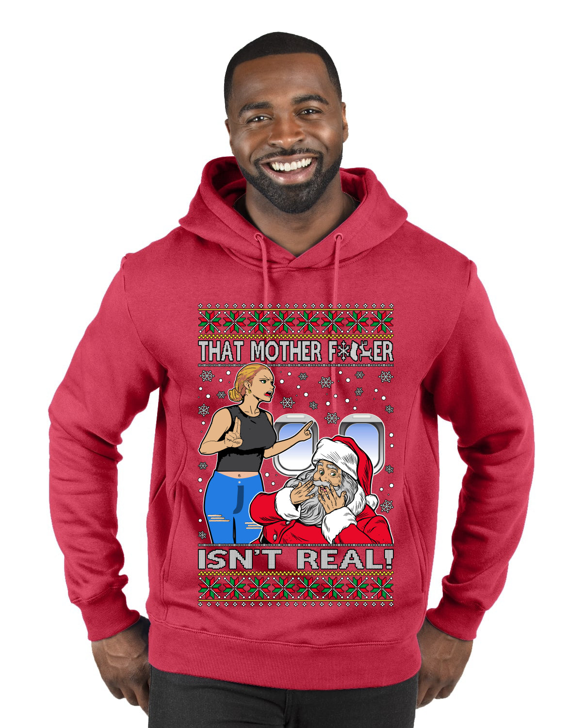 That Santa Mother F Isn't Real CLEAN , Merry Christmas Tee, Ugly Christmas, Sweater Premium Graphic Hoodie Sweatshirt