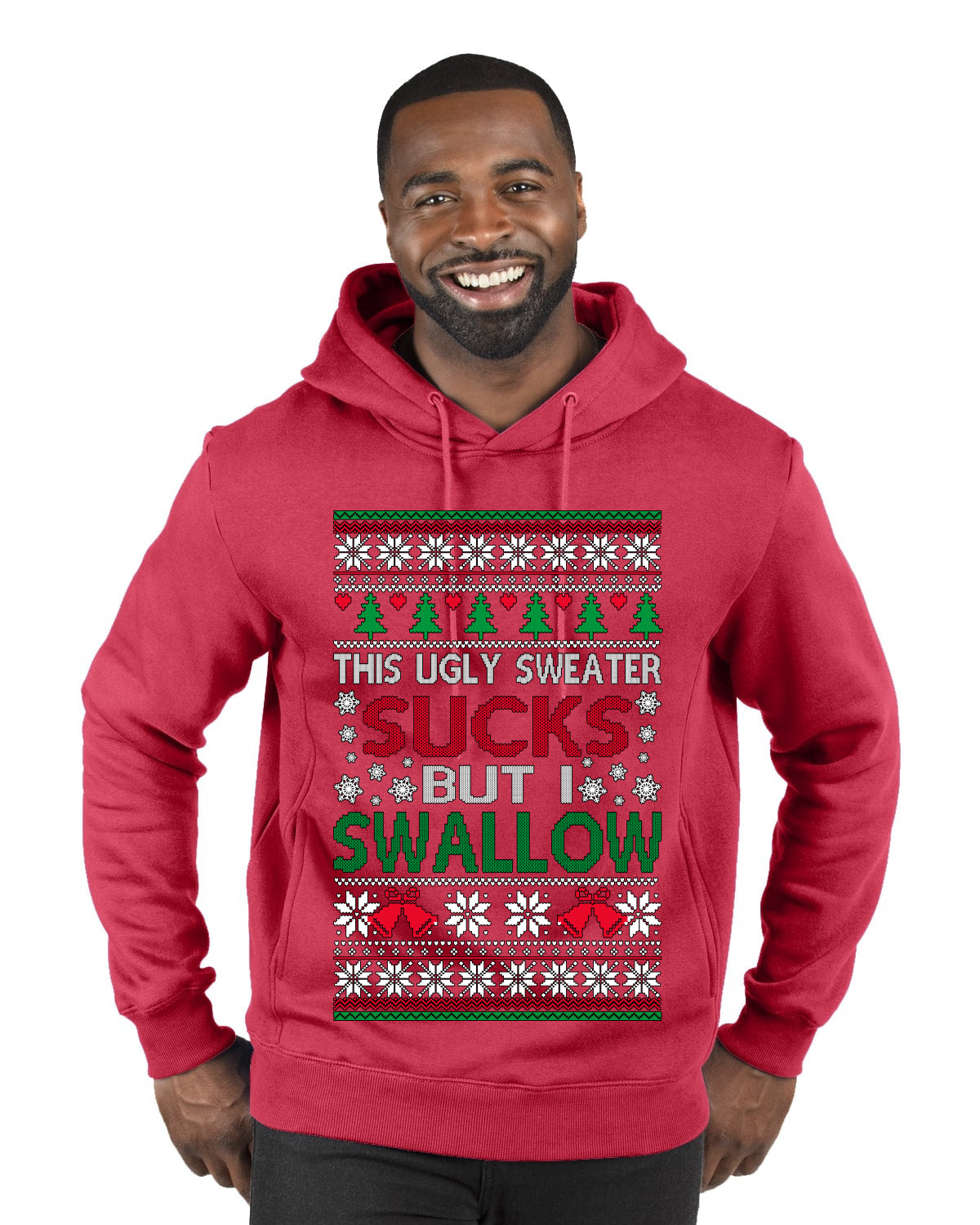 This Ugly Sweater SUCKS But I SWALLOW , Merry Christmas Tee, Ugly Christmas, Sweater Premium Graphic Hoodie Sweatshirt