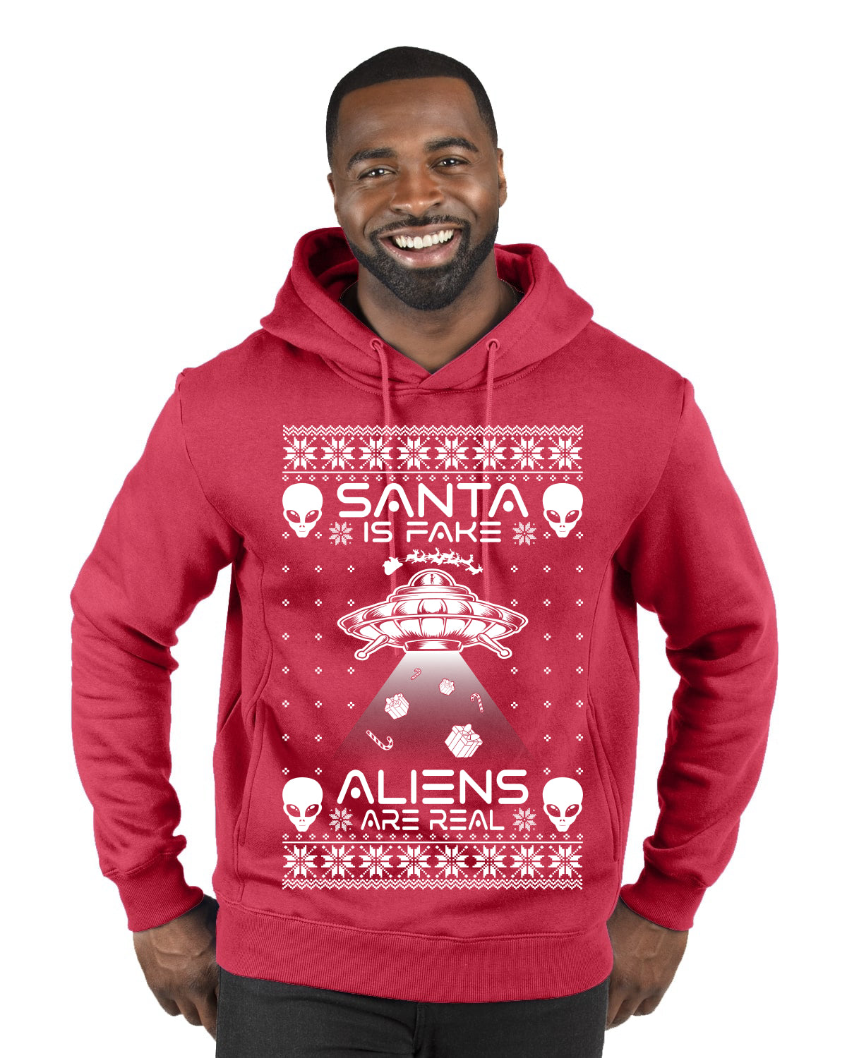 Santa Is Fake Aliens Are Real ,Christmas Gifts, Funny Xmas Gift Idea, Ugly Christmas Sweater Premium Graphic Hoodie Sweatshirt