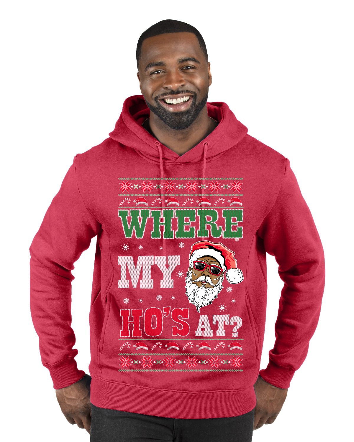 Where My Ho's At? ,Christmas Gifts, Funny Xmas Gift Idea, Ugly Christmas Sweater Premium Graphic Hoodie Sweatshirt