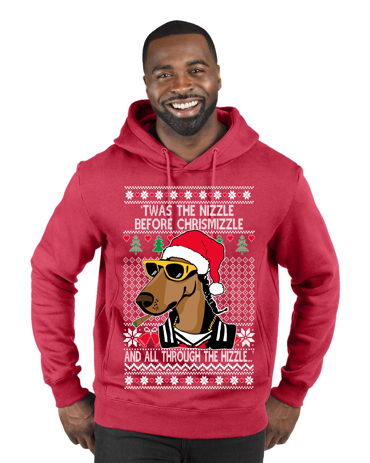 Twas The Nizzle Before Chrismizzle Gangster Dogg Rapper, Christmas Gifts, Funny Xmas Gift Idea, Ugly Christmas Sweater Premium Graphic Hoodie Sweatshirt