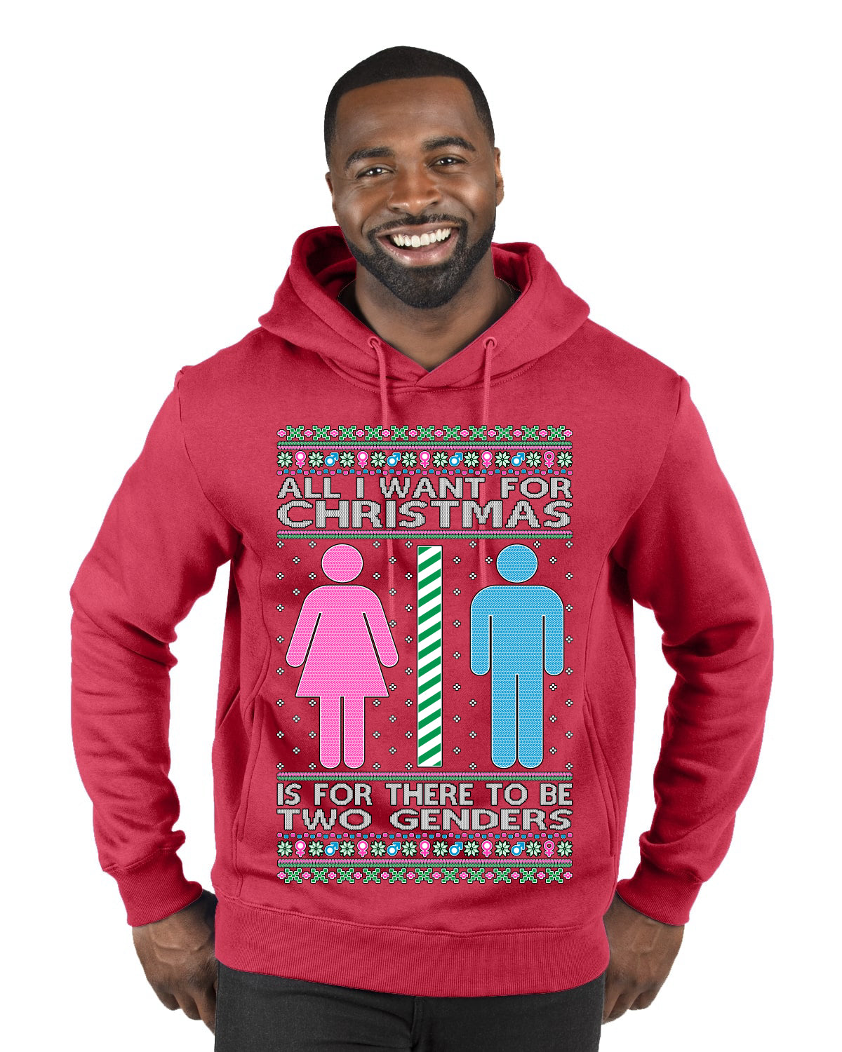Two Genders For Christmas is All I Want, Christmas Gifts, Funny Xmas Gift Idea Ugly Christmas Sweater Premium Graphic Hoodie Sweatshirt