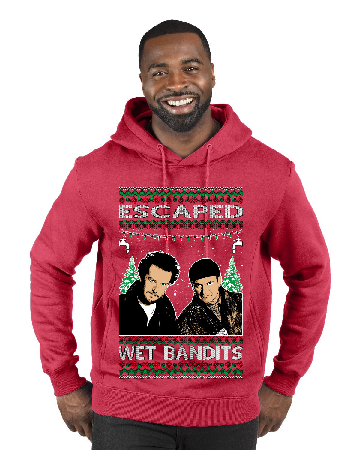 Escaped Bandits Classic Home Holiday Movie, Christmas Gifts, Funny Xmas Gift Idea, Ugly Christmas Sweater Premium Graphic Hoodie Sweatshirt
