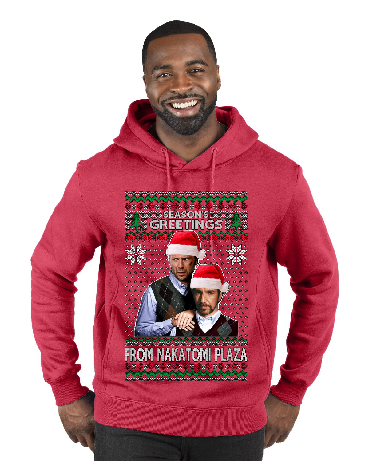 Nakatomi Plaza Season's Greeting, Christmas Gifts, Funny Xmas Gift Idea, Ugly Christmas Sweater Premium Graphic Hoodie Sweatshirt