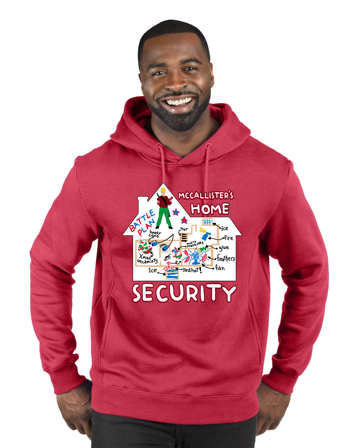 Battle Plans Alone McCallister's Home Security , Christmas Gifts, Funny Xmas Gift Idea, Ugly Christmas Sweater Premium Graphic Hoodie Sweatshirt