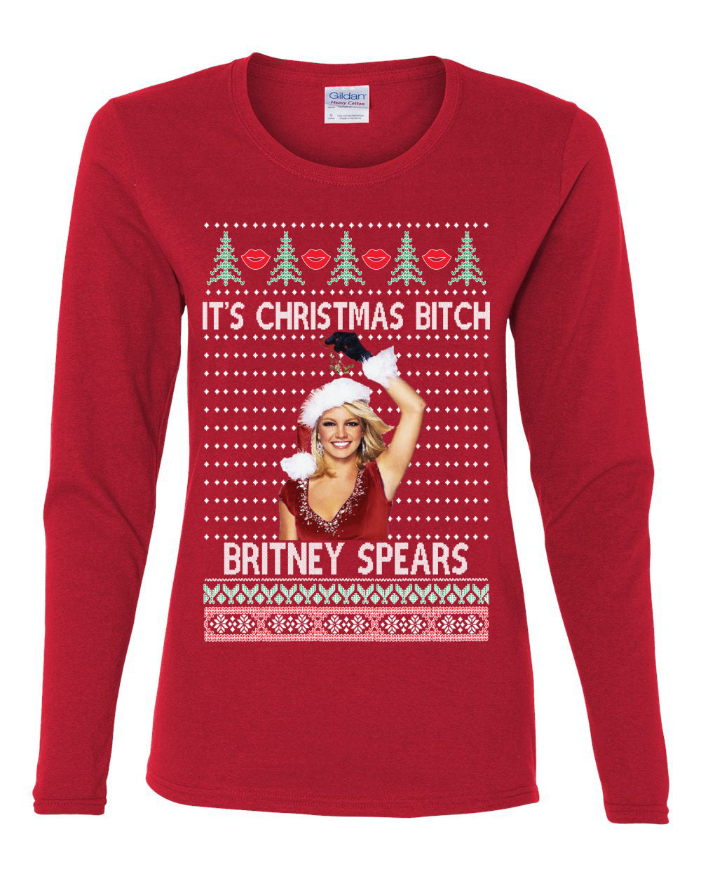 It's Christmas Bitch Britney, Christmas Gifts, Funny Xmas Gift Idea, Ugly Christmas Womens Graphic Long Sleeve T-Shirt