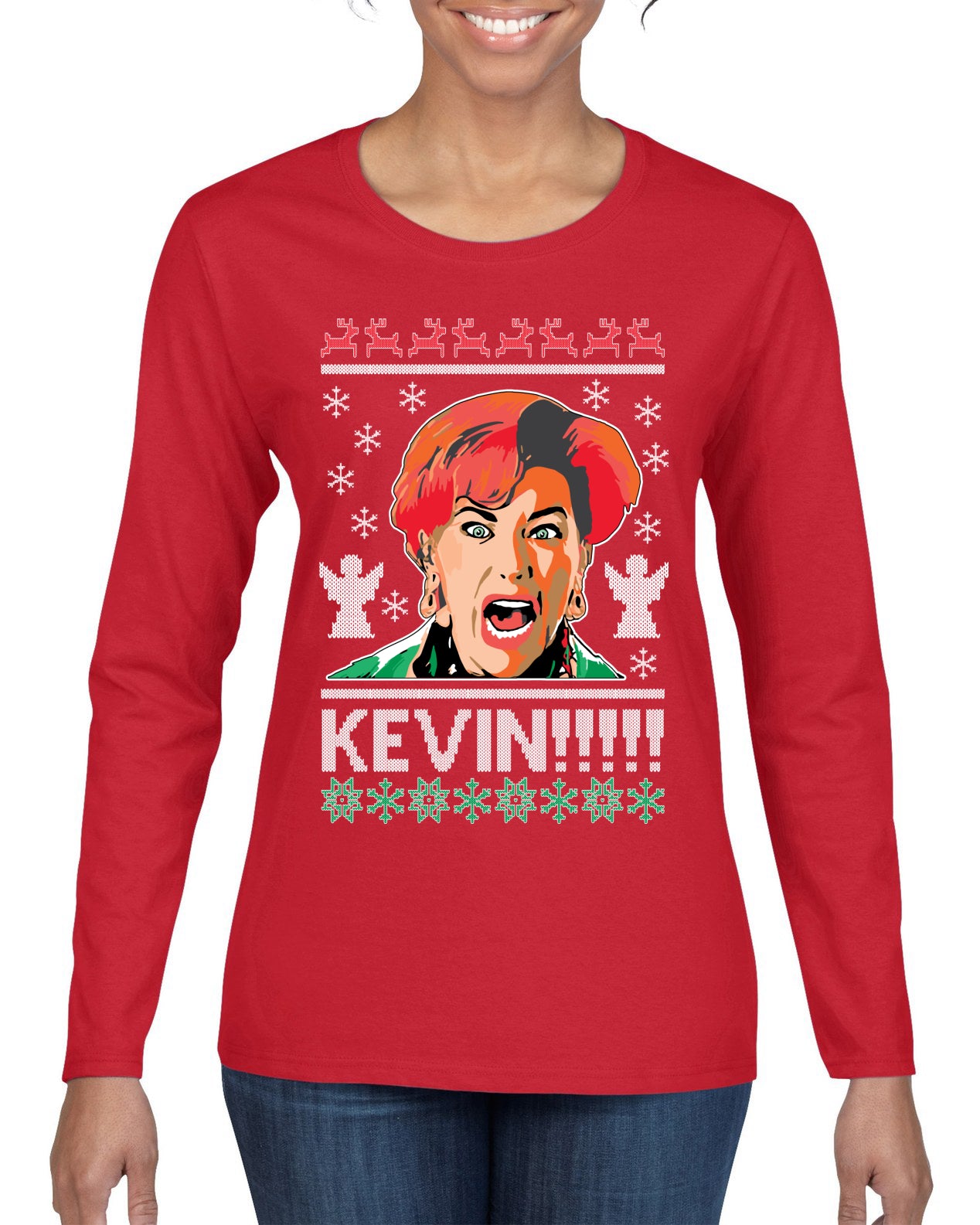 Kevin!!! Xmas Movie Classic, Christmas Gifts, Funny Xmas Gift Idea, Ugly Christmas Sweater Womens Graphic Long Sleeve T-Shirt
