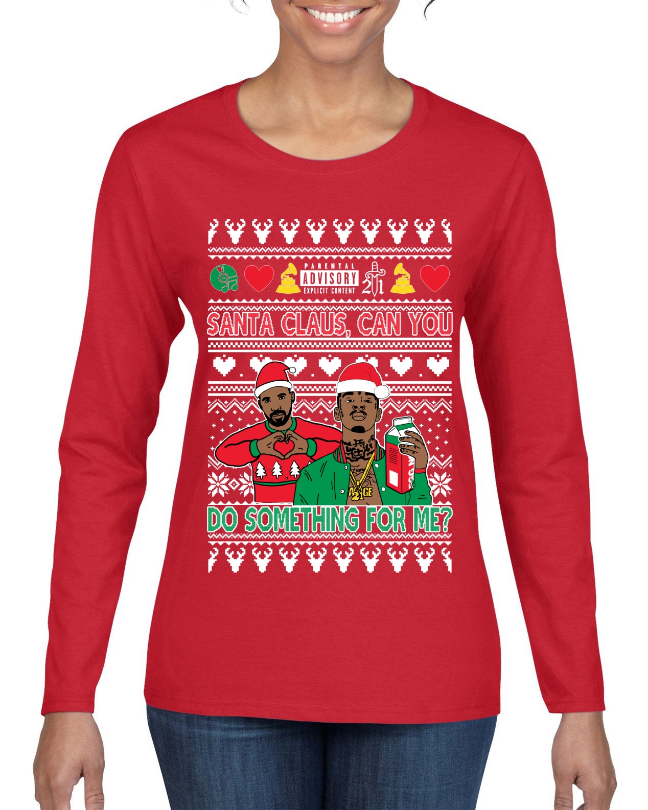 Santa Claus, Can You Do Something For Me? ,Christmas Gifts, Funny Xmas Gift Idea, Ugly Christmas Sweater Womens Graphic Long Sleeve T-Shirt
